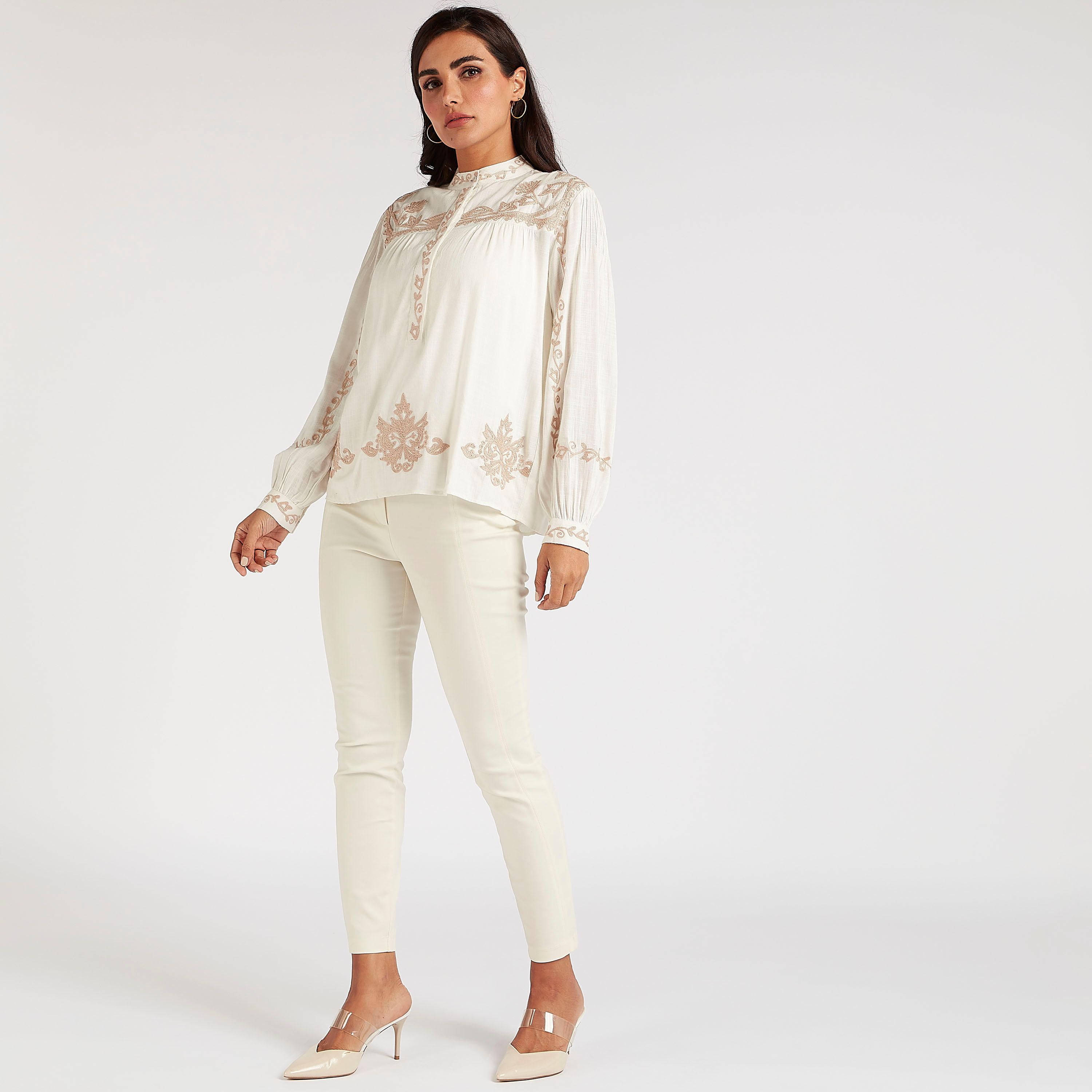 Iconic Embroidered Top with Mandarin Collar-women-clothing-shirtsandblouses-blouses-image-2