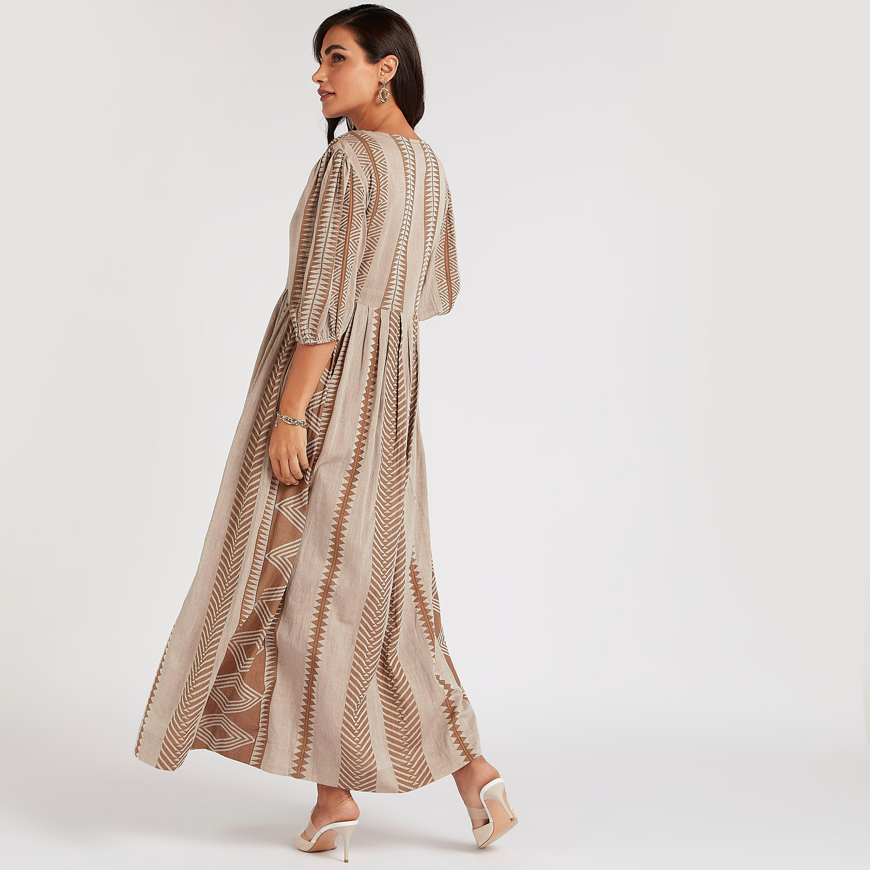 فستان إيه لاين طويل بطبعات وأكمام منفوخة من آيكونيك-women-clothing-dresses-image-4