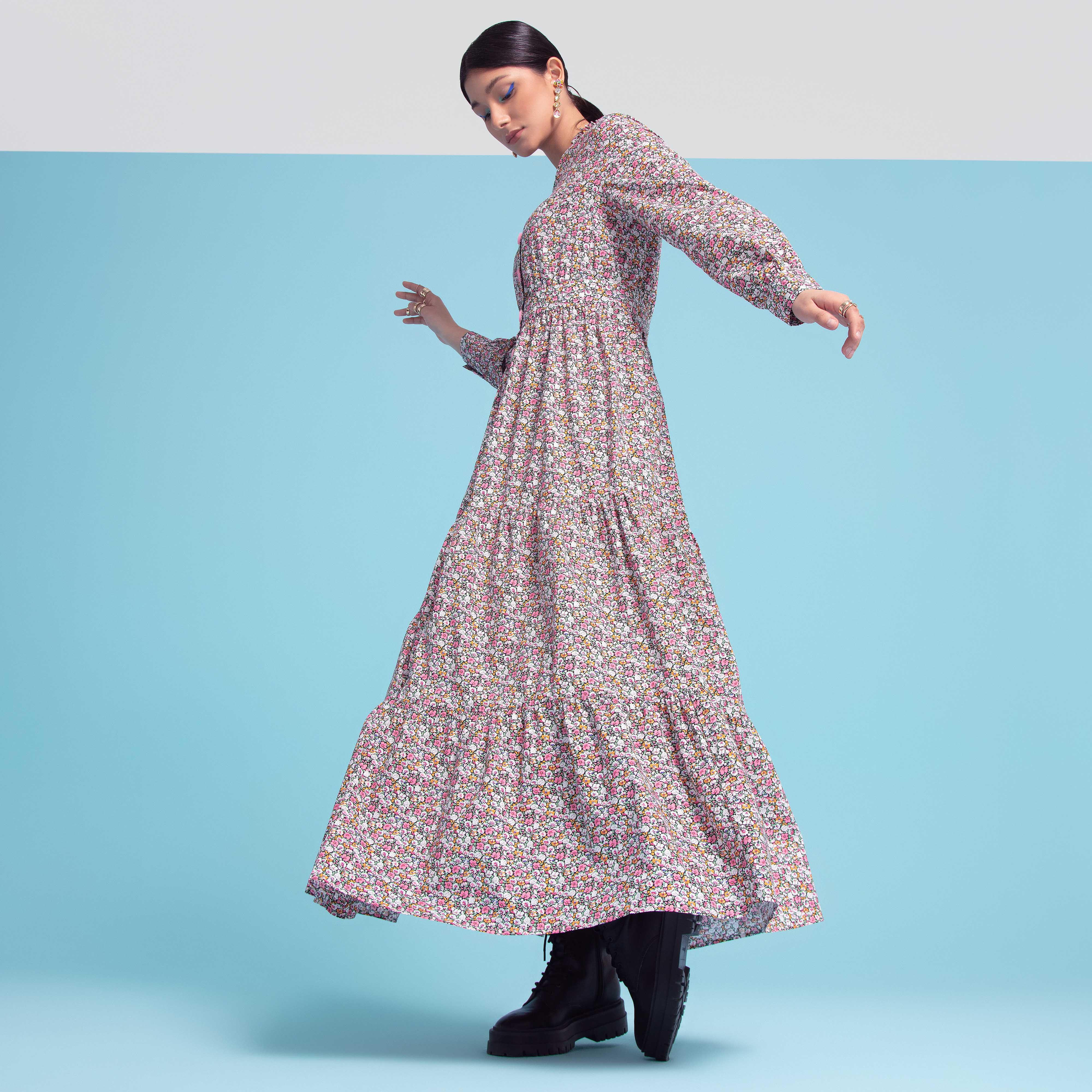فستان طويل إيه لاين بطبعات أزهار وأكمام طويلة من آيكونيك-women-clothing-dresses-image-1