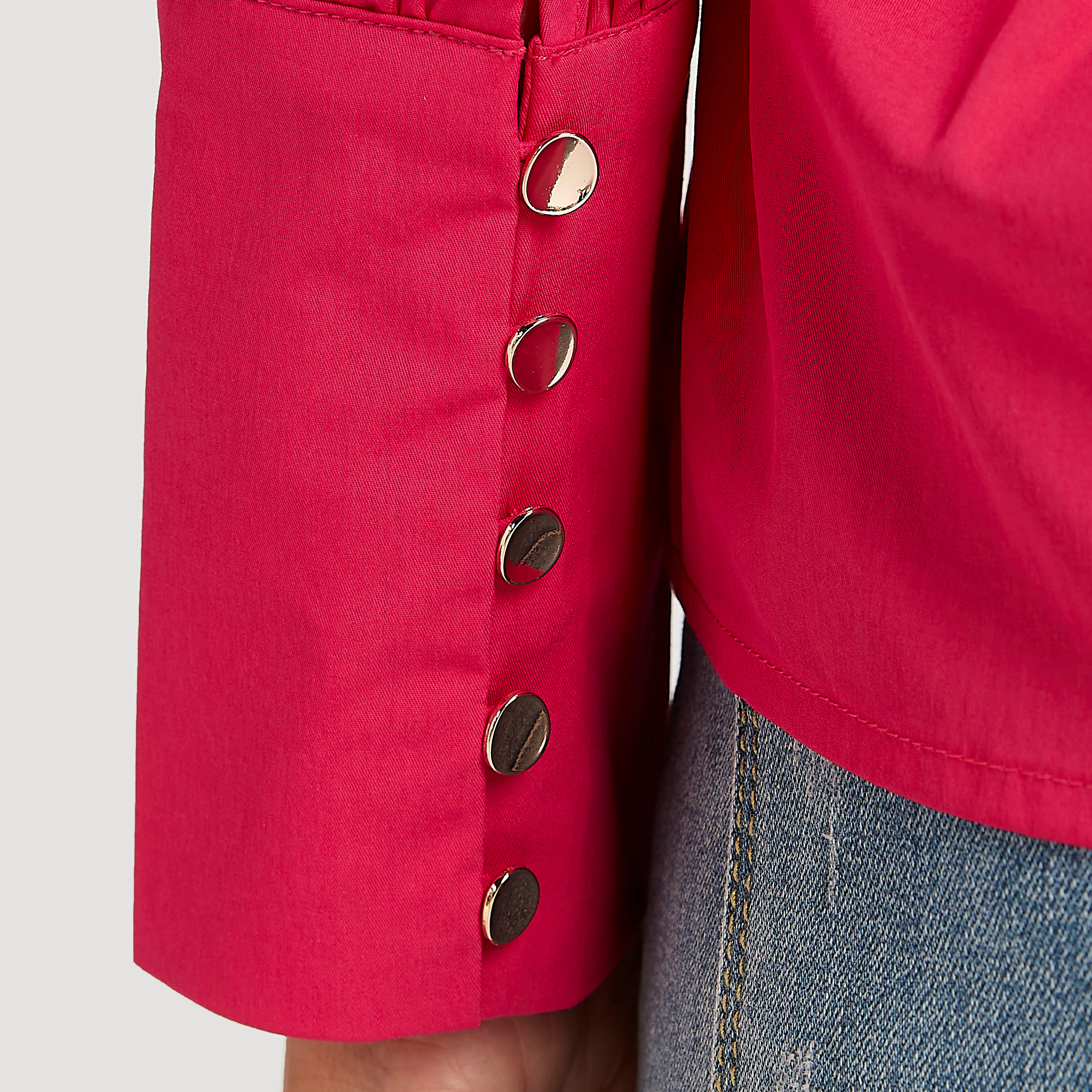 بلوزة بكشكشة من الخصر سادة بياقة V من آيكونيك-women-clothing-shirtsandblouses-blouses-image-3