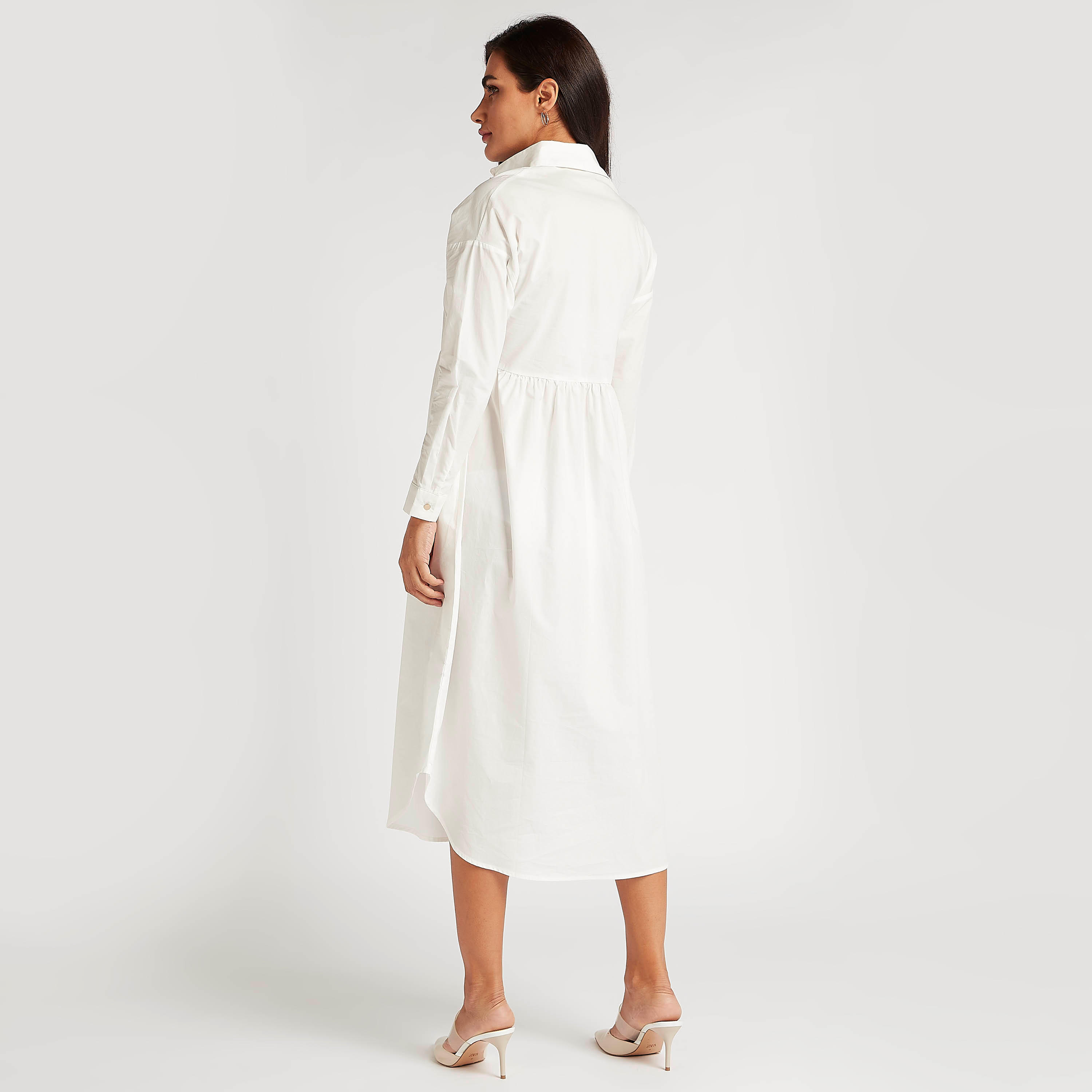 فستان قميص ميدي سادة بأكمام طويلة من آيكونيك-women-clothing-dresses-image-4