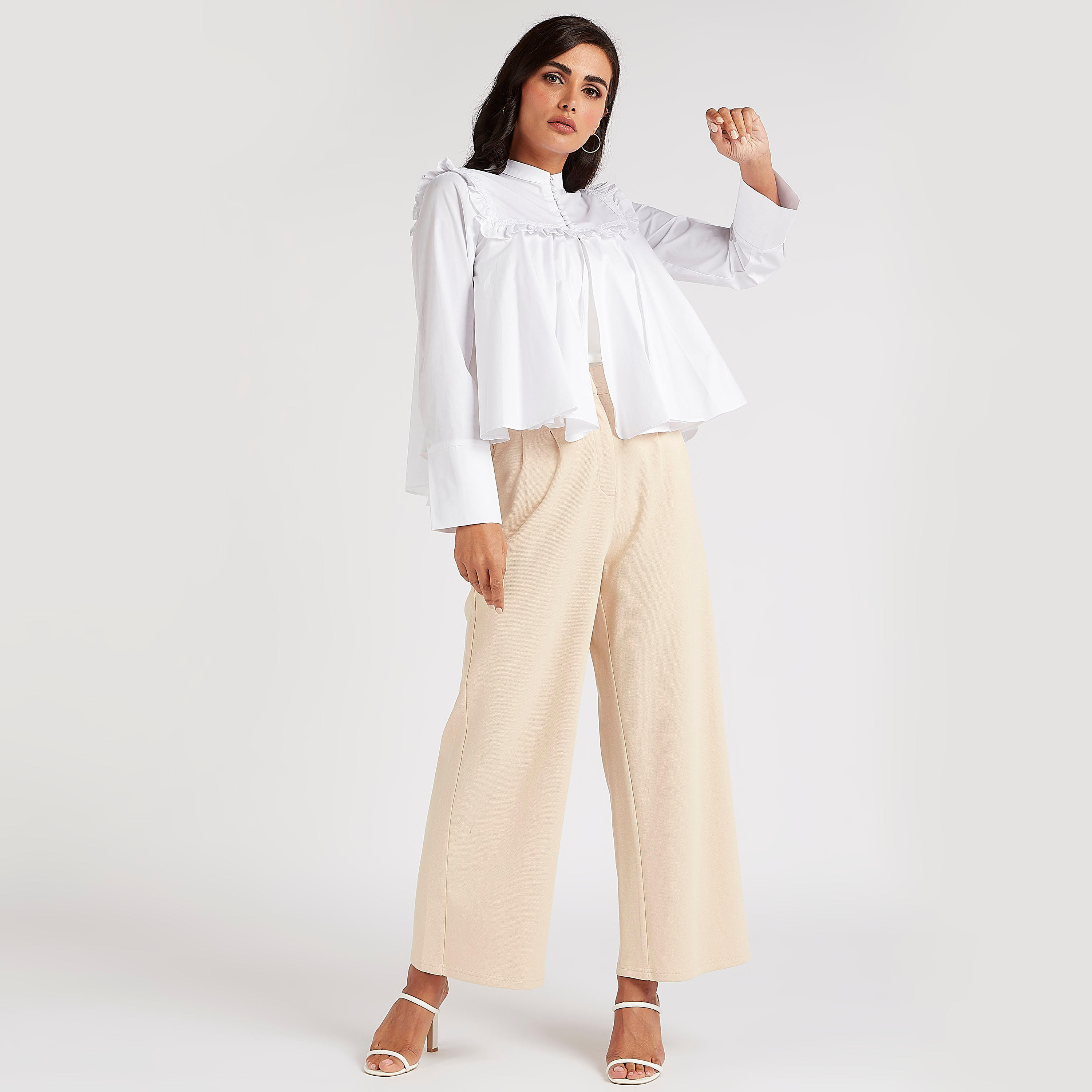 Iconic Solid Jacket with Ruffle Detail and Long Sleeves-women-winterwear-coatsandjackets-jackets-image-2
