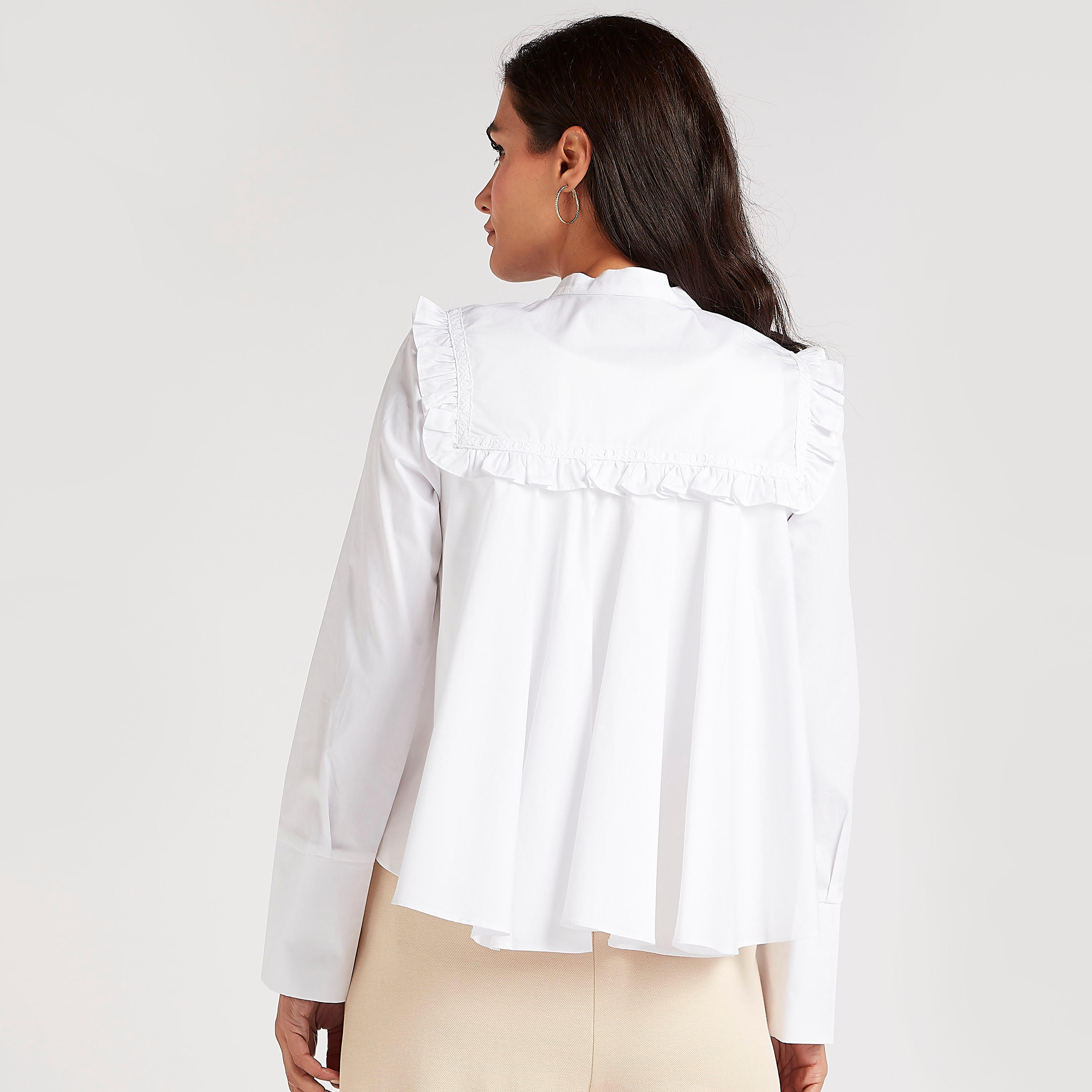 Iconic Solid Jacket with Ruffle Detail and Long Sleeves-women-winterwear-coatsandjackets-jackets-image-4