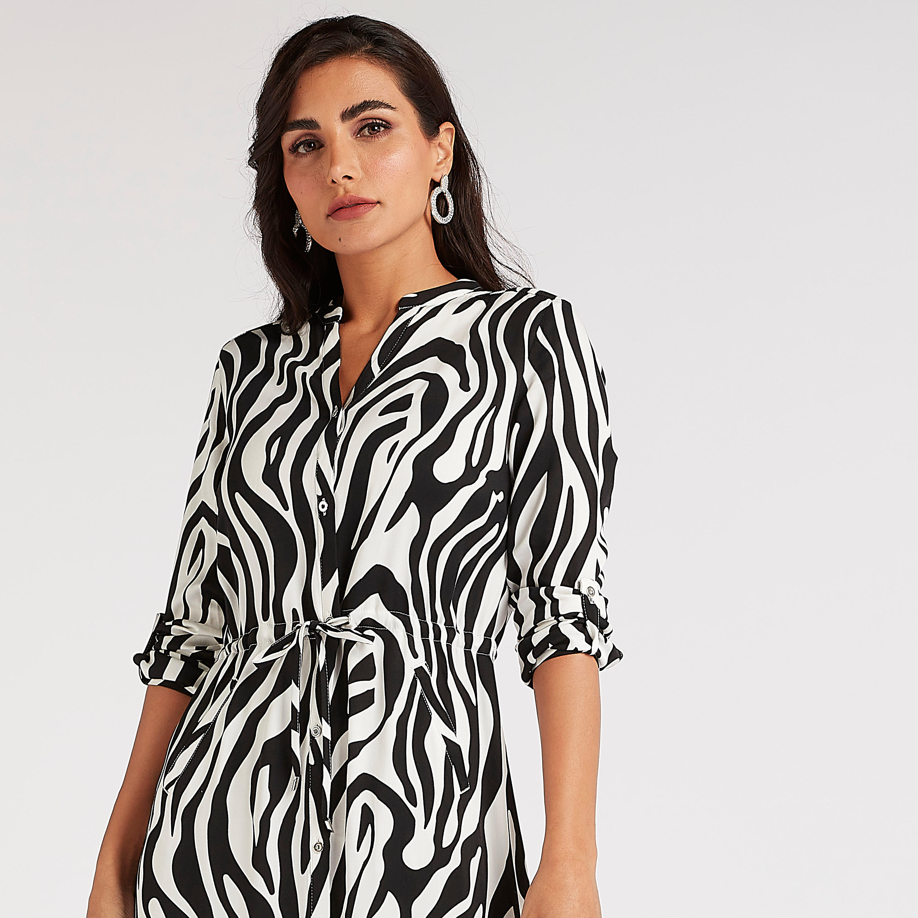 Iconic Printed Maxi A-line Dress with Drawstring Closure-women-clothing-dresses-image-2