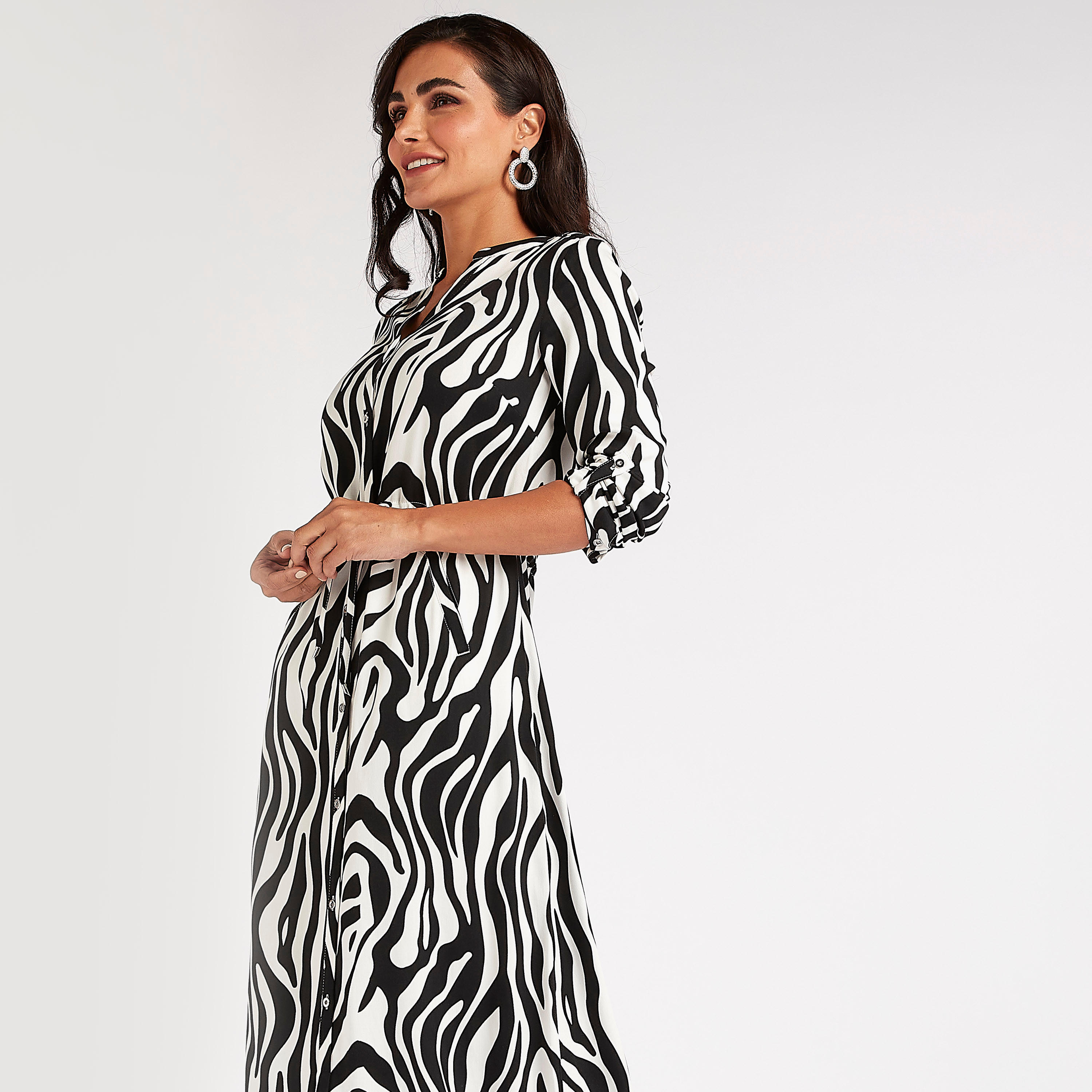 Iconic Printed Maxi A-line Dress with Drawstring Closure-women-clothing-dresses-image-4