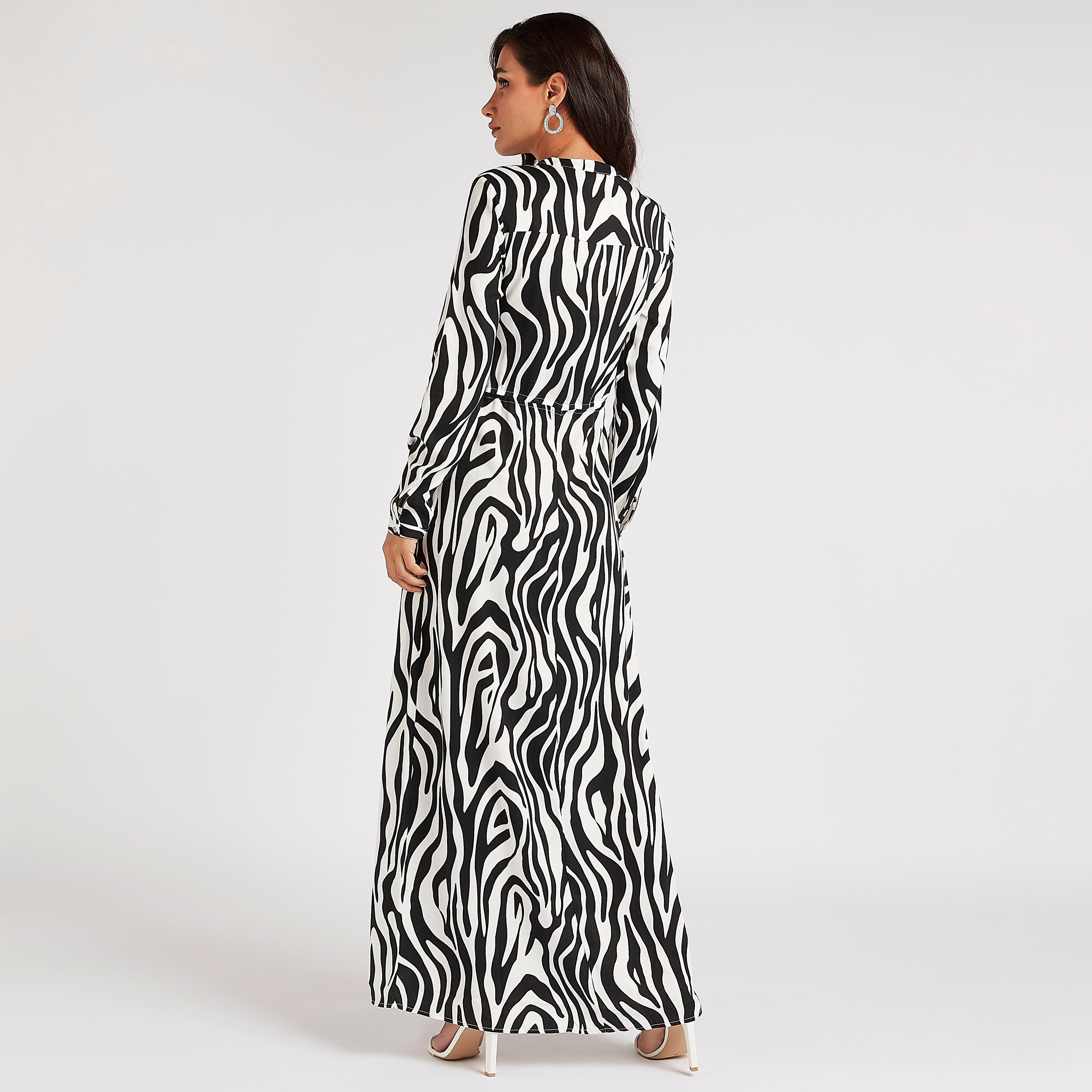 Iconic Printed Maxi A-line Dress with Drawstring Closure-women-clothing-dresses-image-5