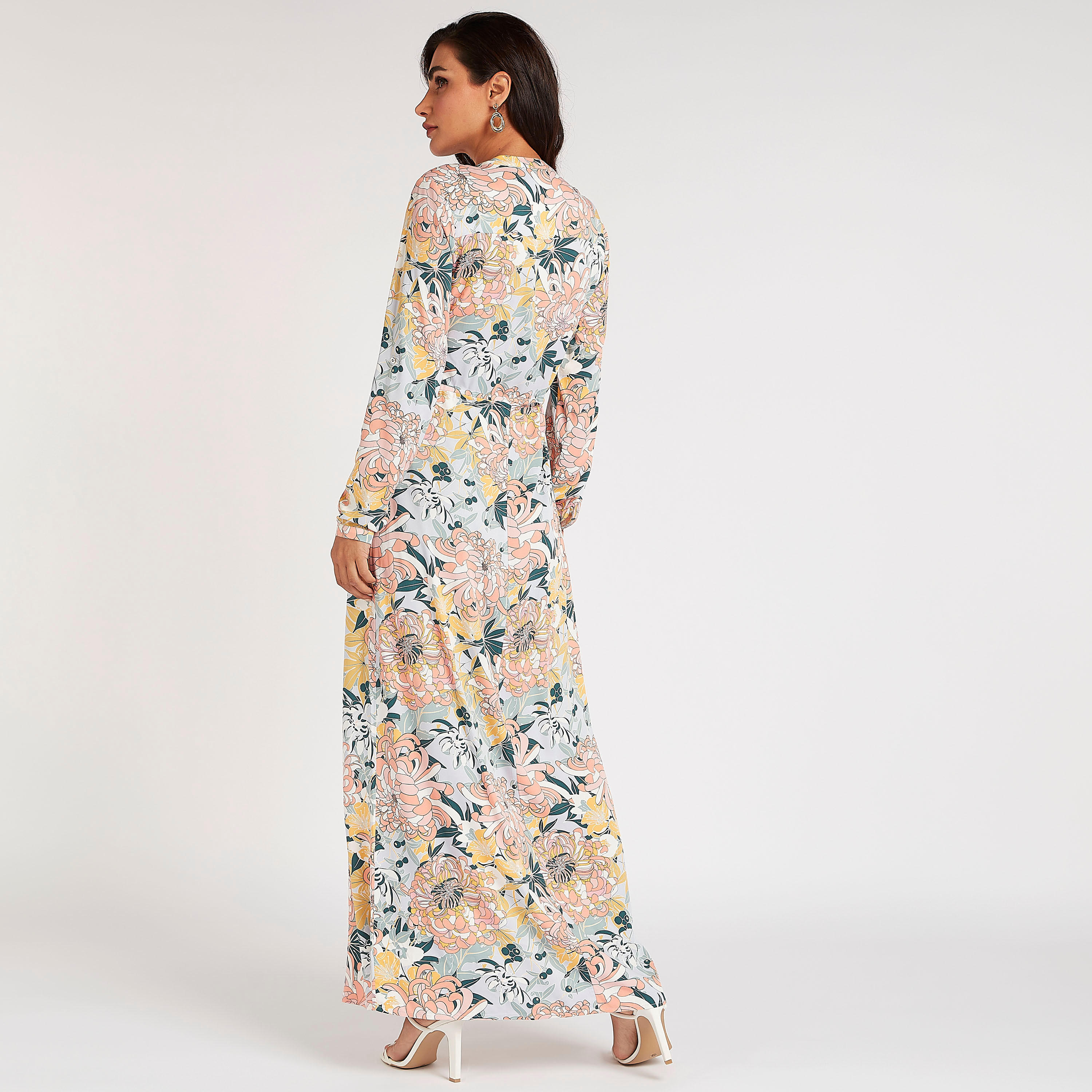 فستان قميص طويل بياقة ماندارين وطبعات أزهار من آيكونيك-women-clothing-dresses-image-4