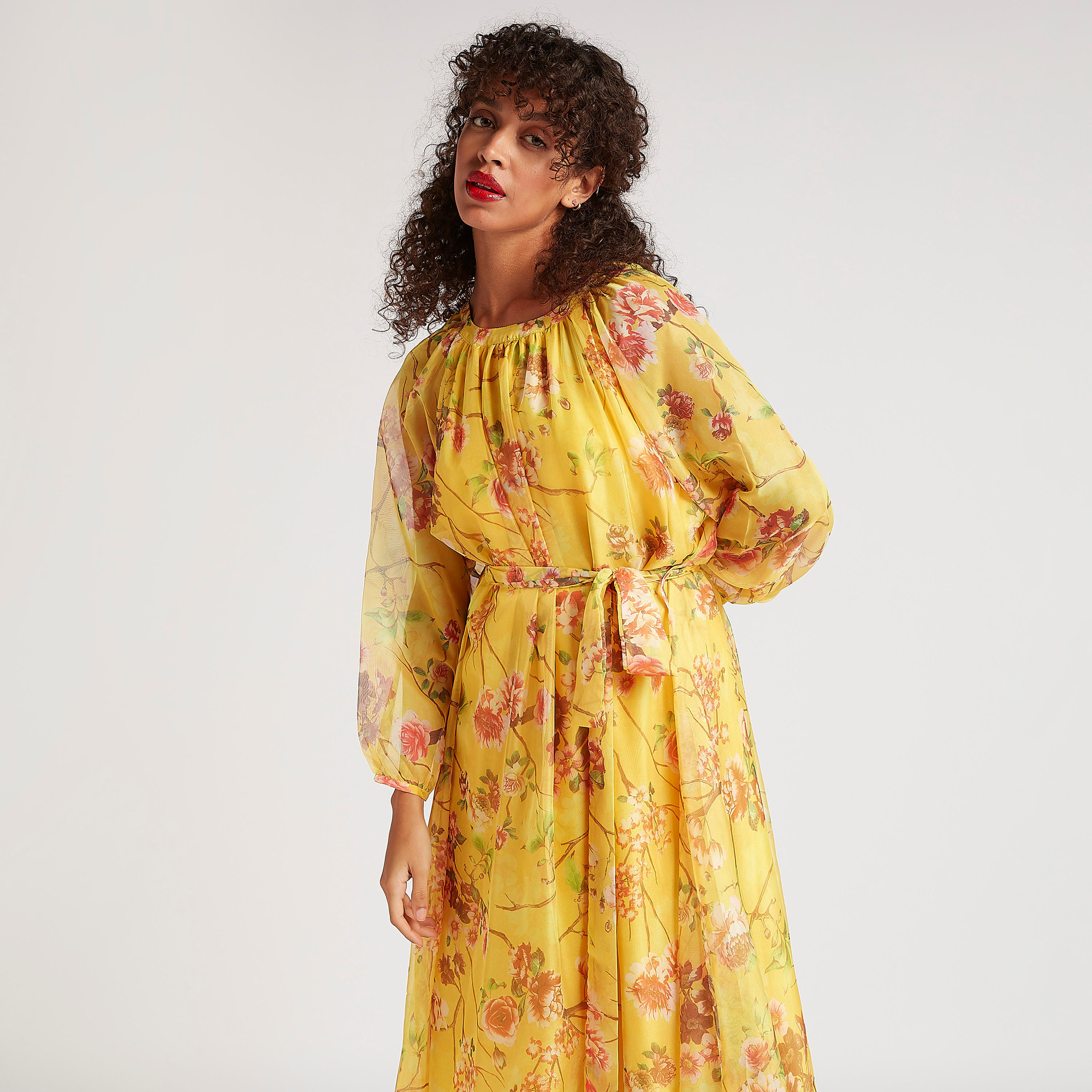 فستان طويل إيه لاين بطبعات أزهار وحزام رباط من آيكونيك-women-clothing-dresses-image-6