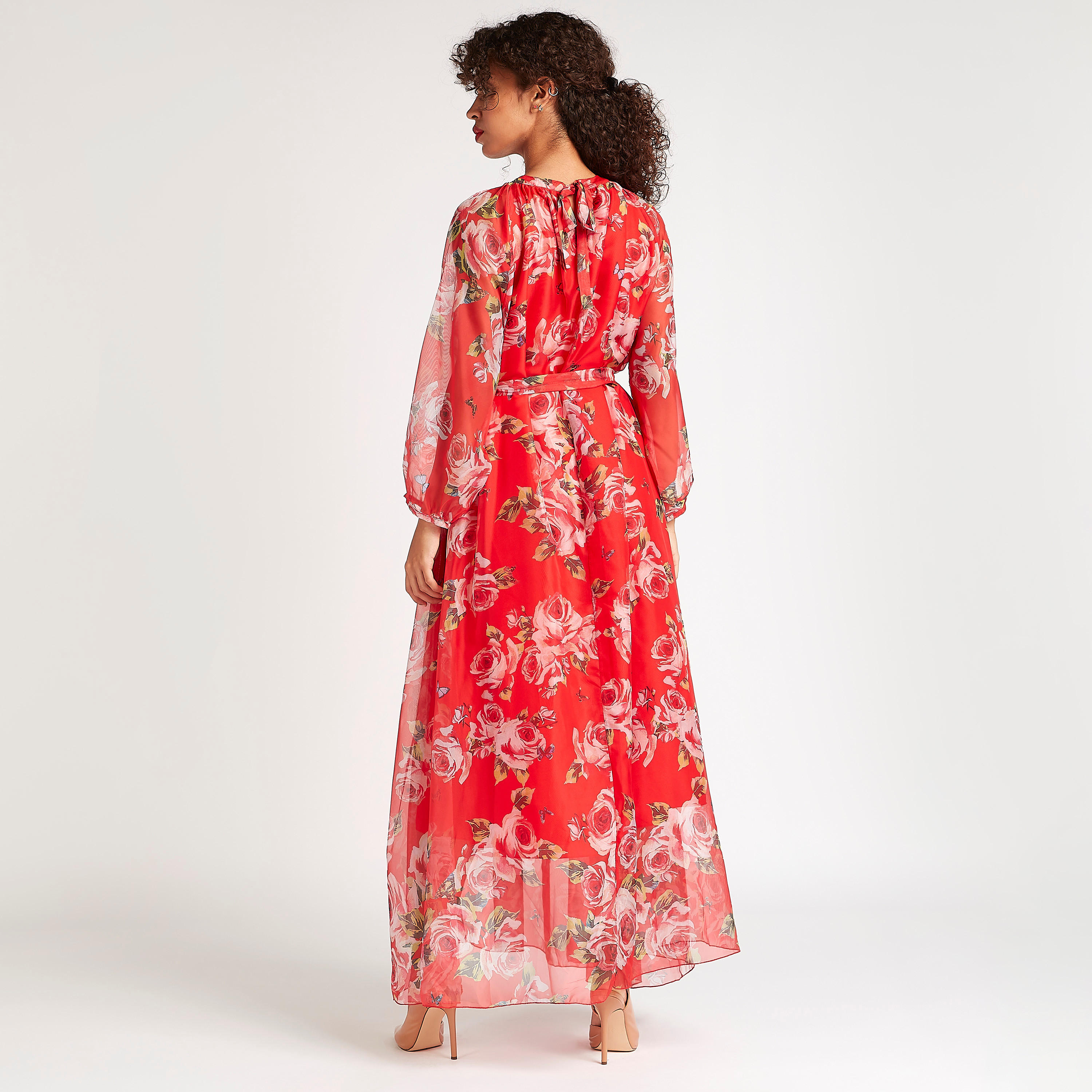 فستان طويل إيه لاين بطبعات أزهار وحزام رباط من آيكونيك-women-clothing-dresses-image-4