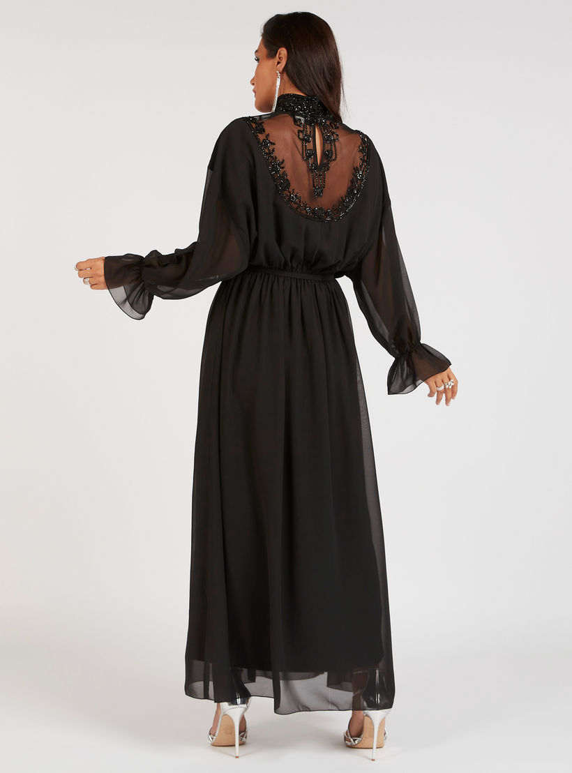 فستان طويل إيه لاين مزين بأكمام طويلة وأربطة من آيكونيك-women-clothing-dresses-image-4