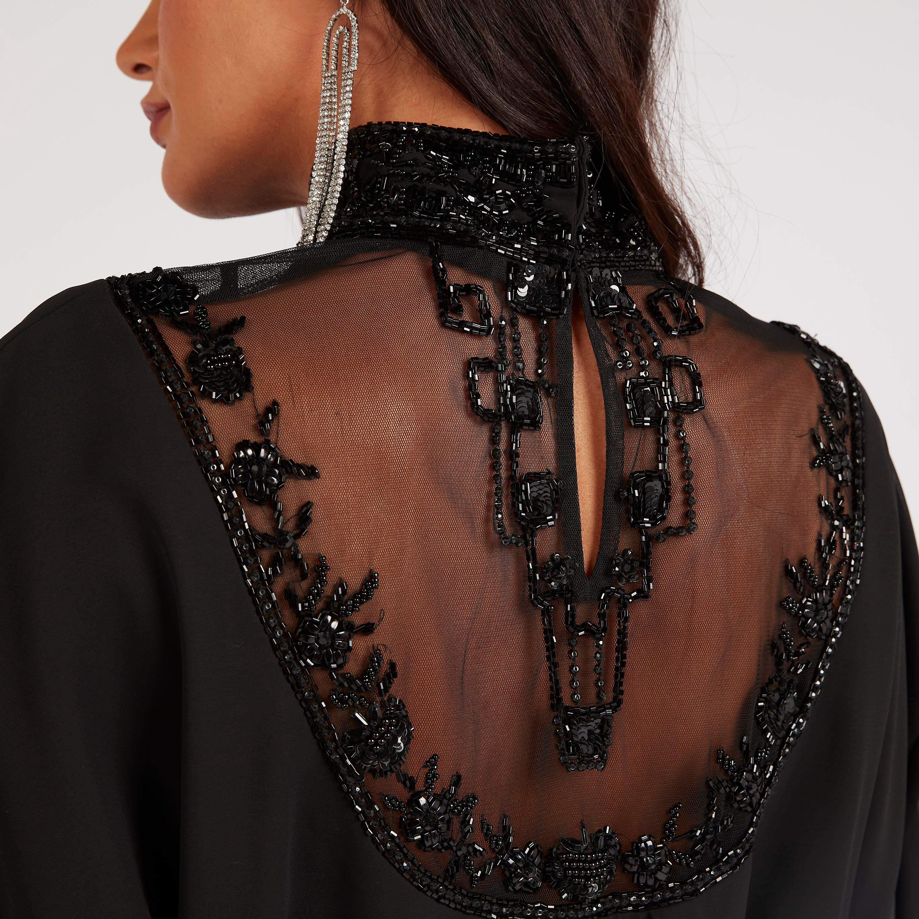 فستان طويل إيه لاين مزين بأكمام طويلة وأربطة من آيكونيك-women-clothing-dresses-image-8