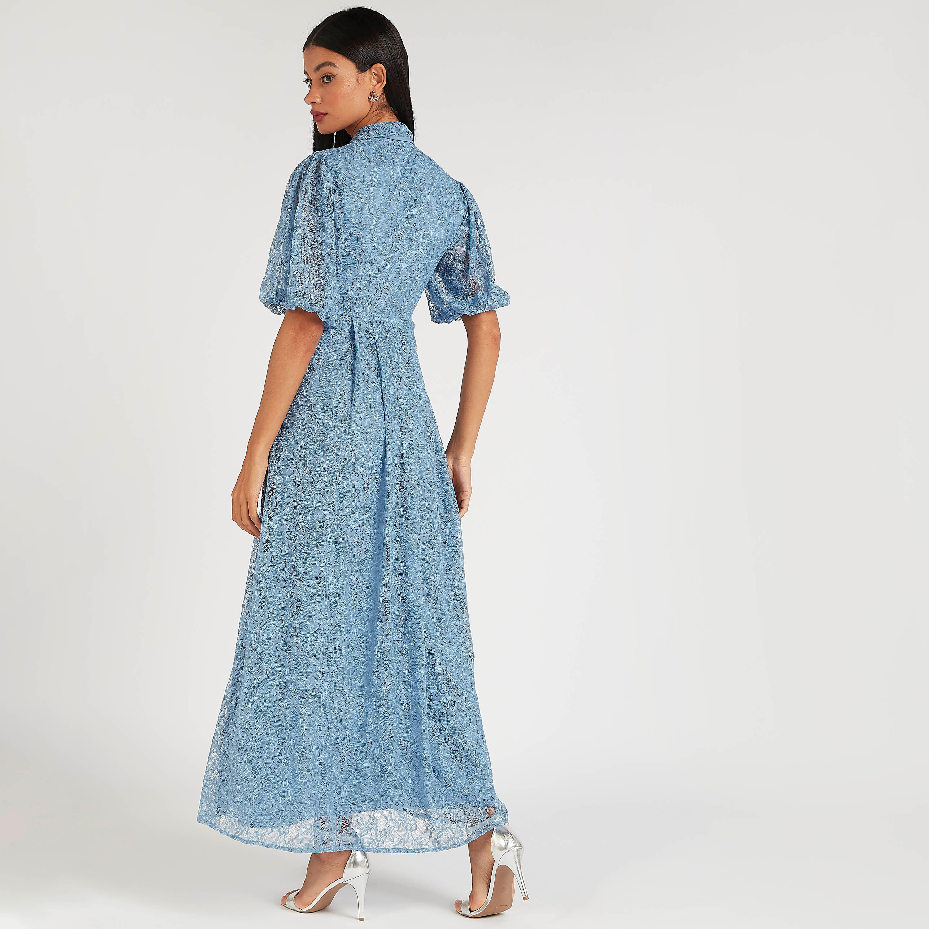 Iconic Embellished Lace Maxi A-line Dress with Puff Sleeves-women-clothing-dresses-image-4