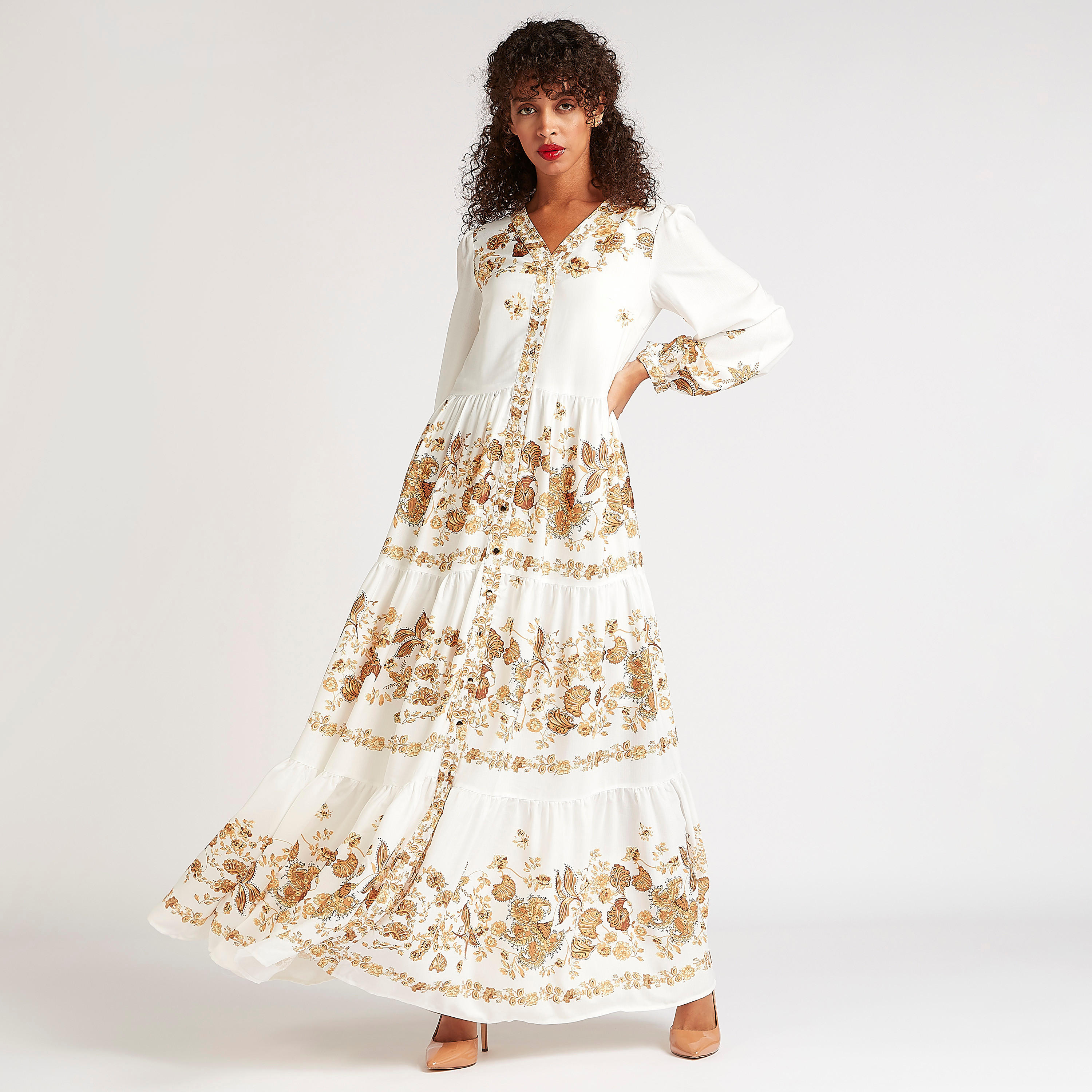 فستان إيه لاين طويل بطبعات وأكمام طويلة من آيكونيك-women-clothing-dresses-image-5