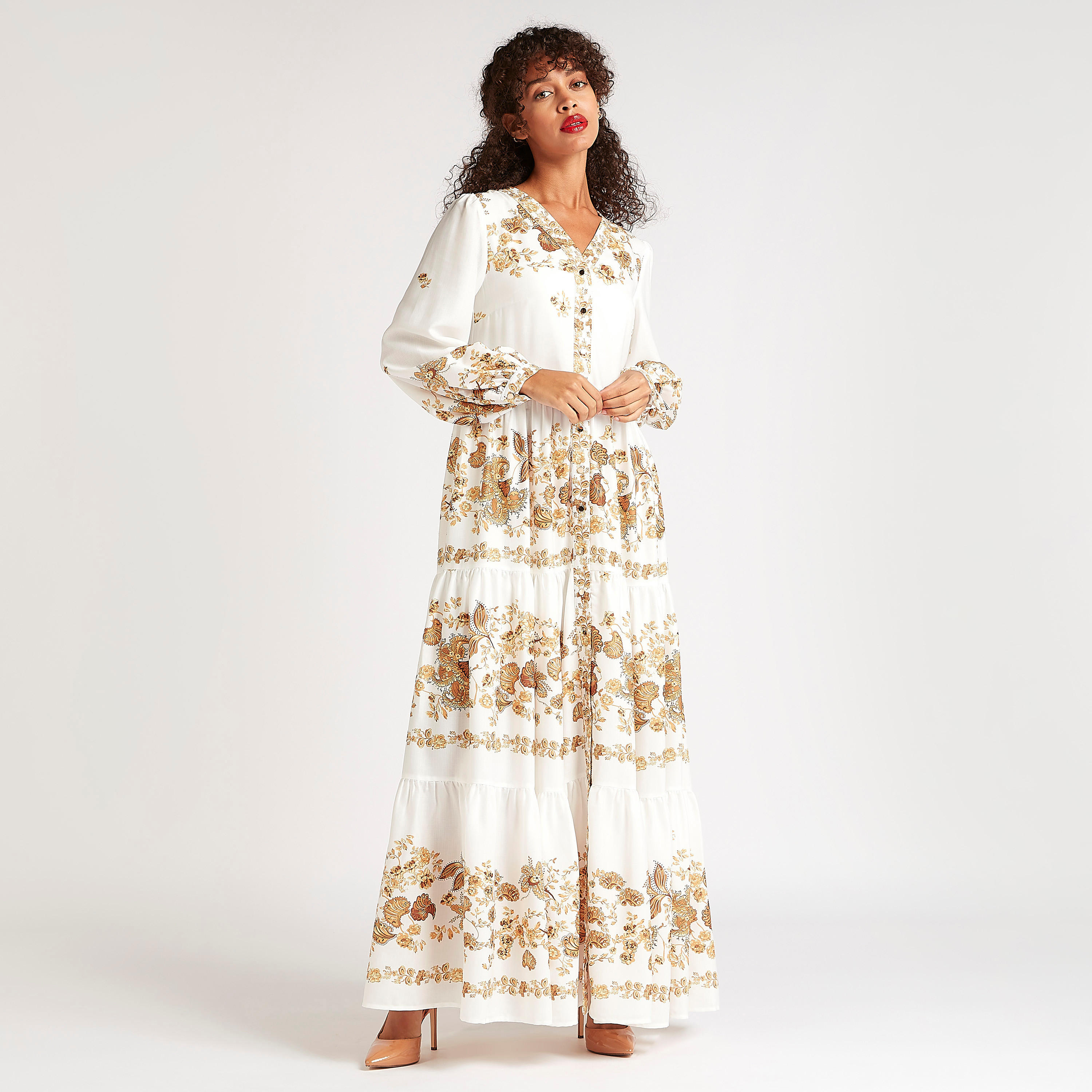 فستان إيه لاين طويل بطبعات وأكمام طويلة من آيكونيك-women-clothing-dresses-image-4