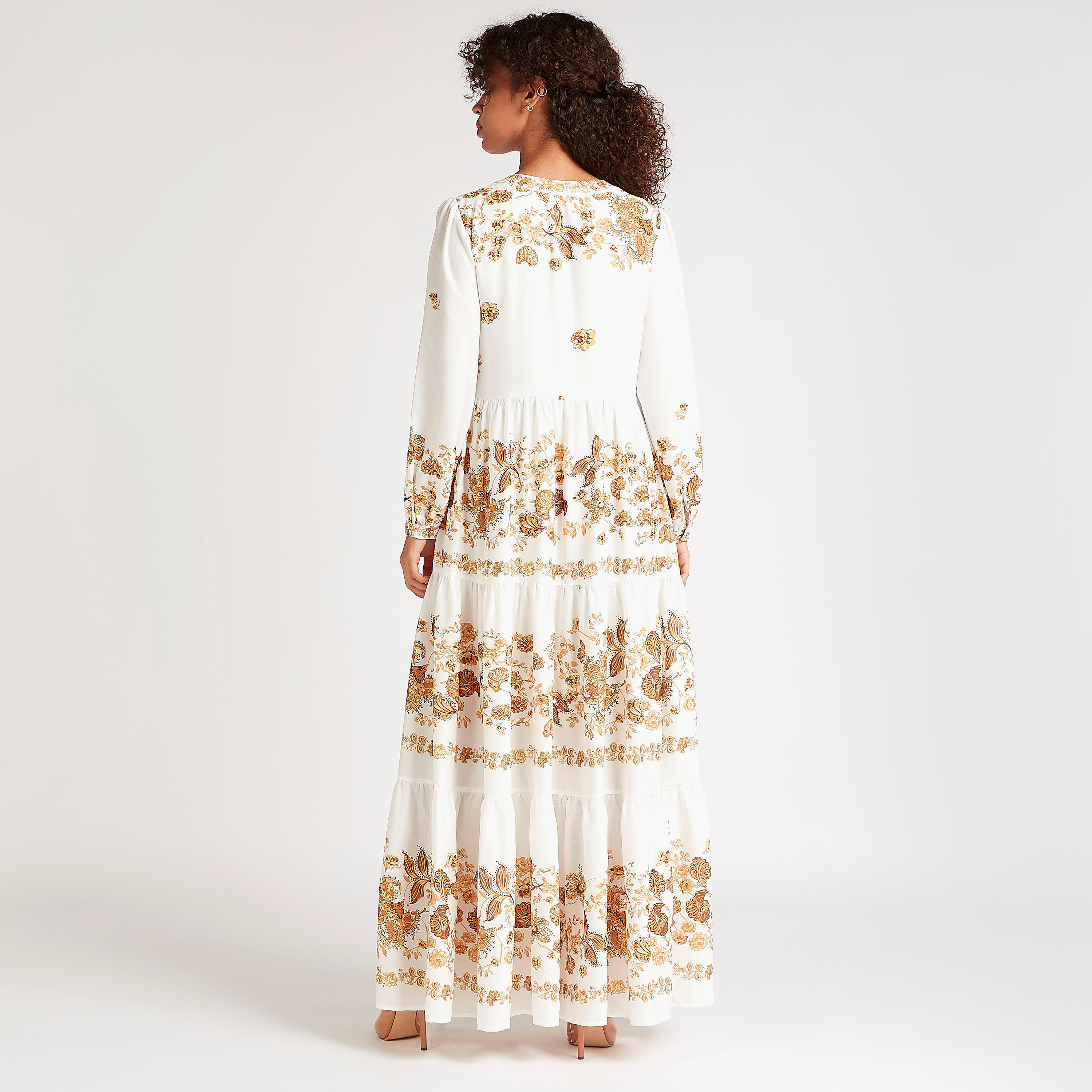فستان إيه لاين طويل بطبعات وأكمام طويلة من آيكونيك-women-clothing-dresses-image-2