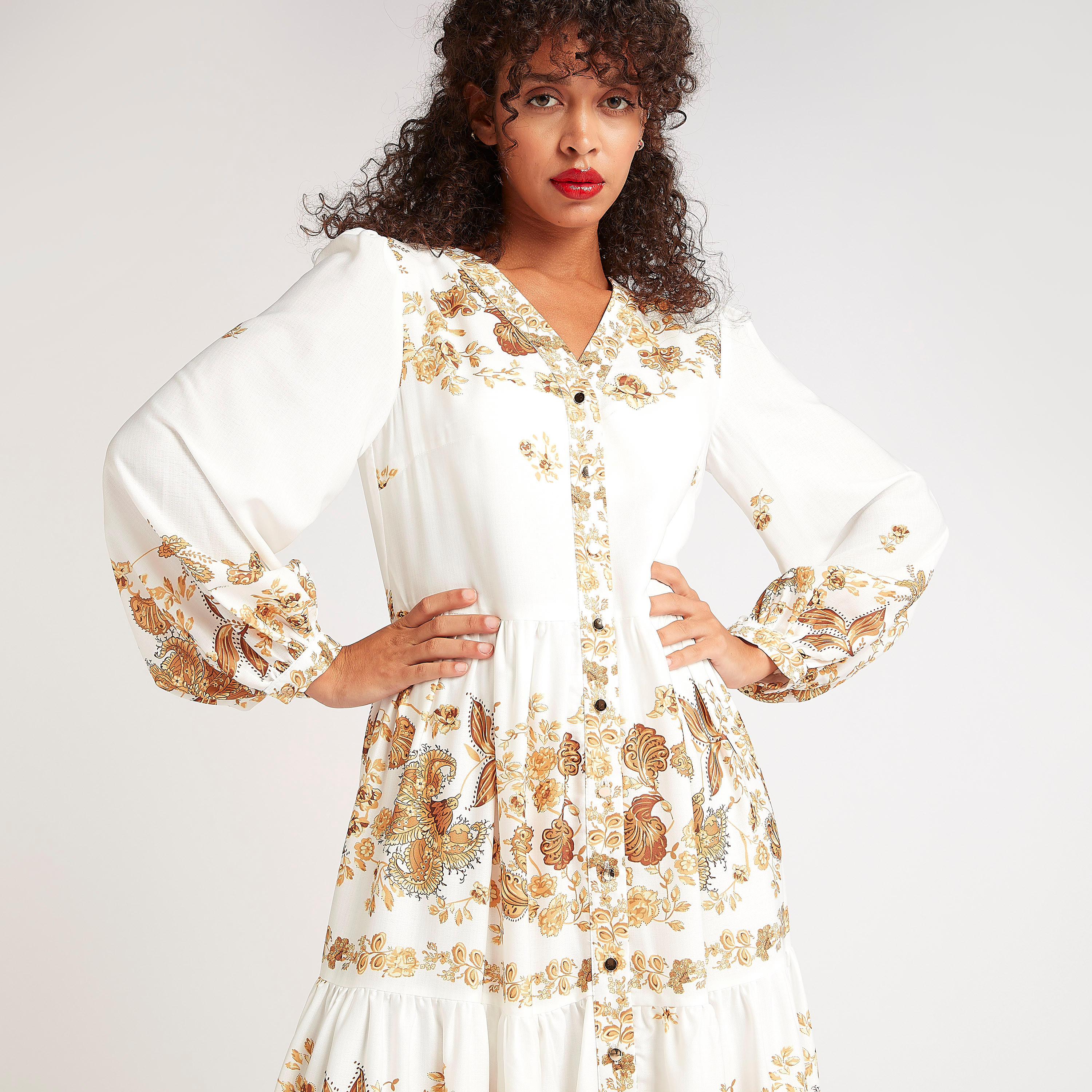 فستان إيه لاين طويل بطبعات وأكمام طويلة من آيكونيك-women-clothing-dresses-image-1