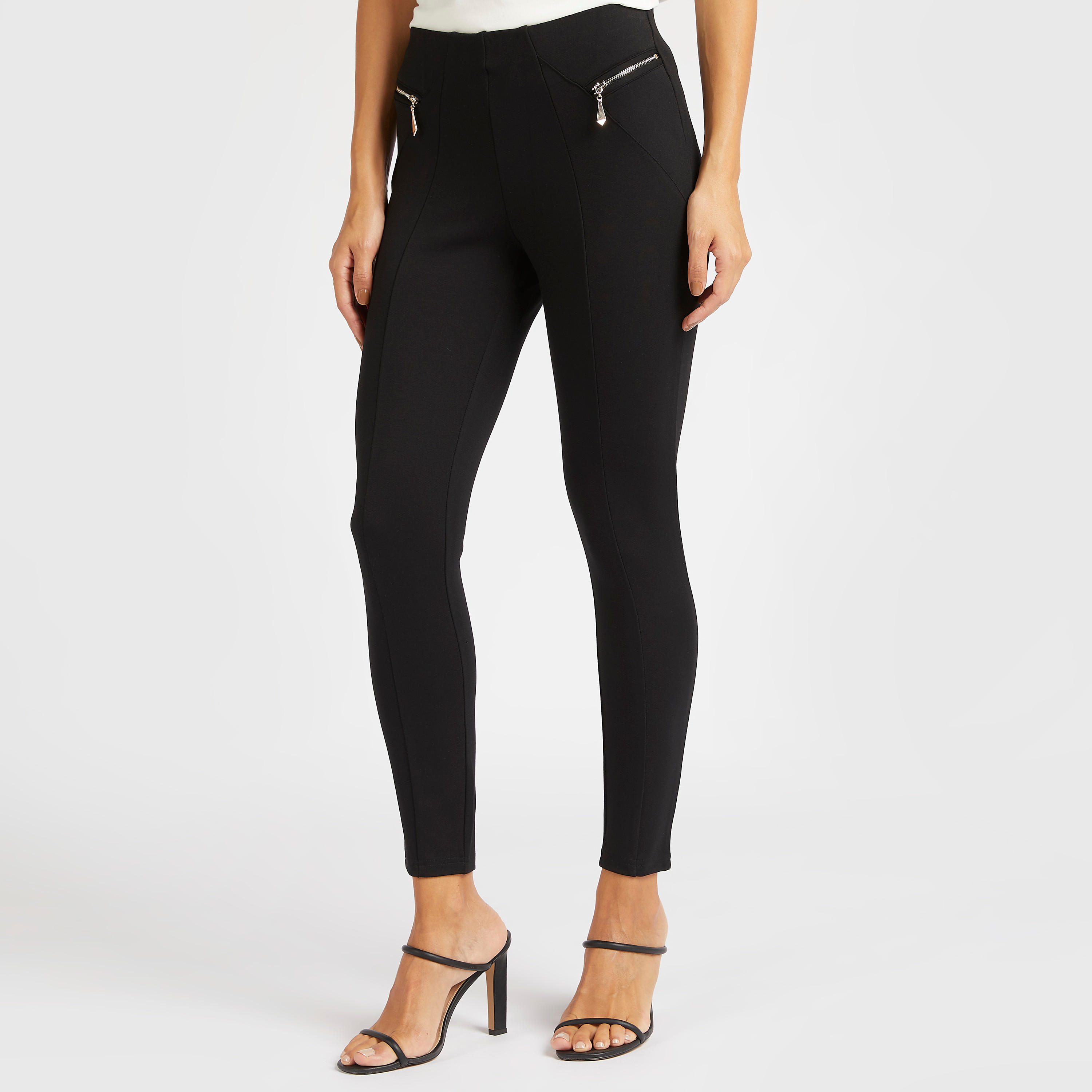 بنطلون تريقنز بقصّة سليم وخصر مرتفع وجيوب من آيكونيك-women-clothing-bottoms-leggings-image-1