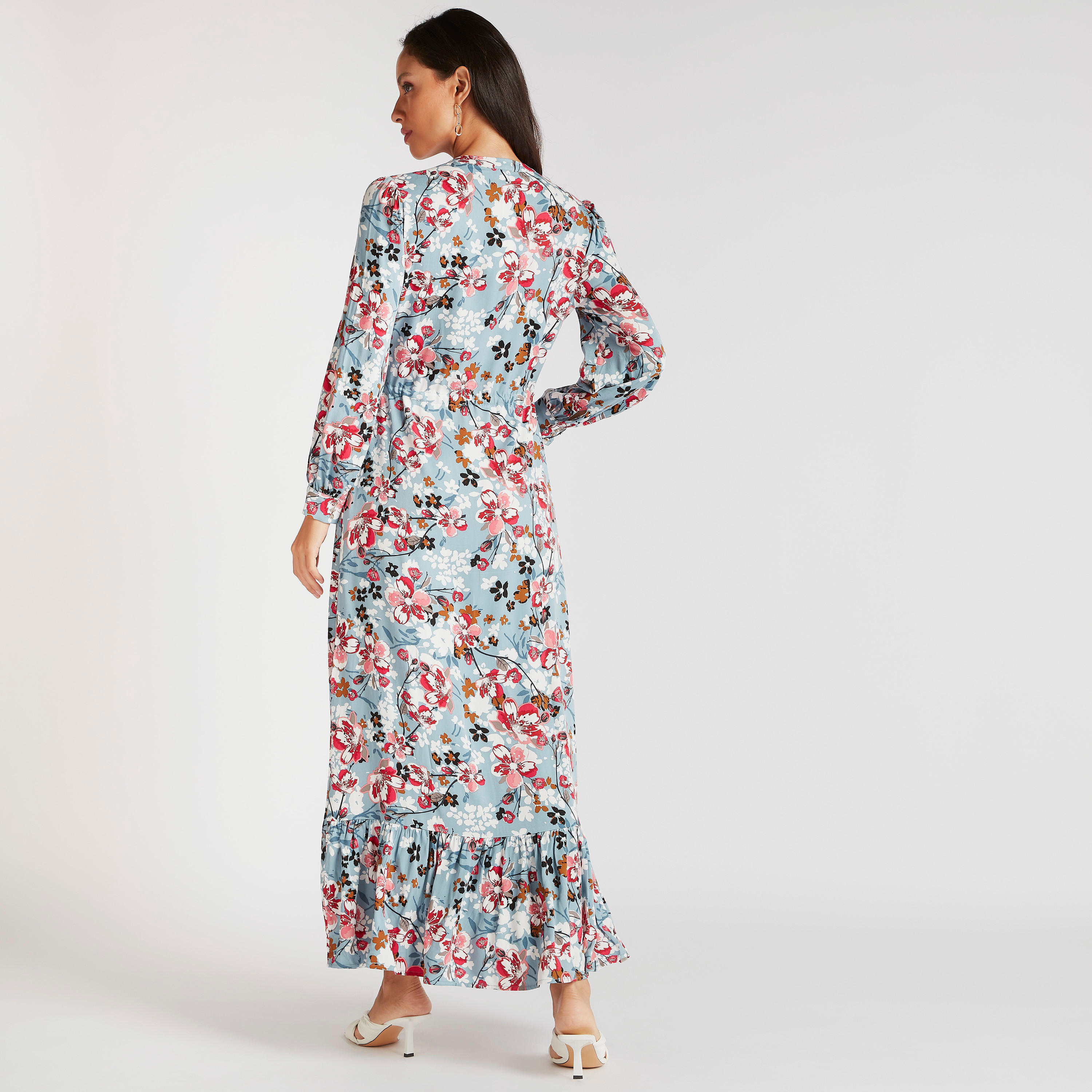 فستان إيه لاين طويل بطبعات أزهار وأربطة خصر وأكمام طويلة-women-clothing-dresses-image-4
