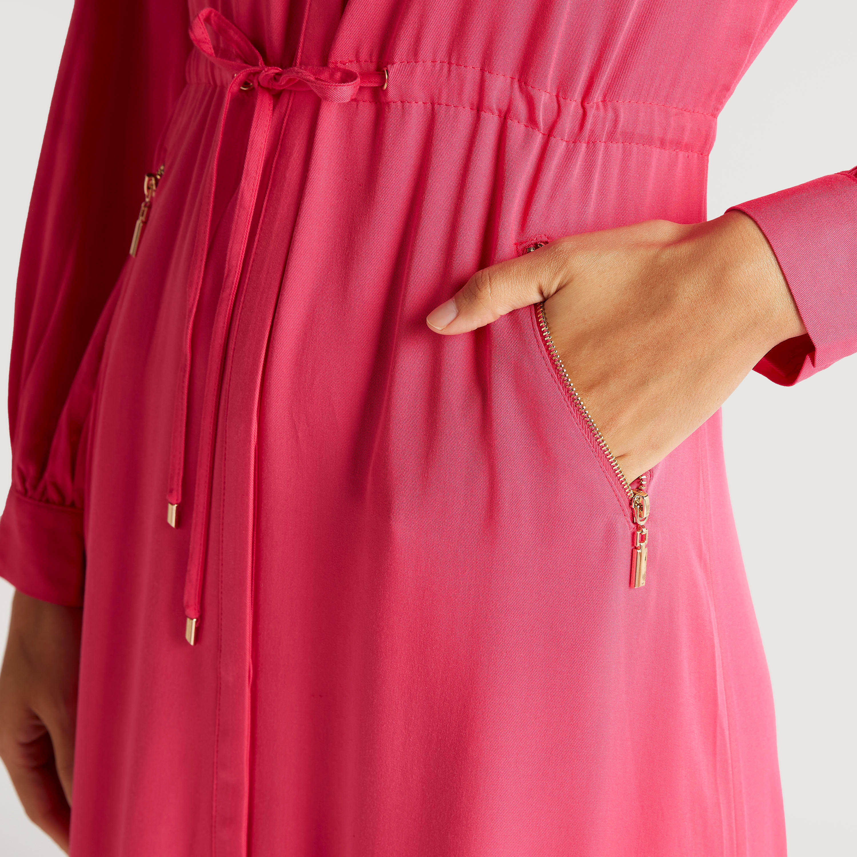 فستان طويل إيه لاين سادة بياقة ماندارين وأكمام طويلة من آيكونيك-women-clothing-dresses-image-3