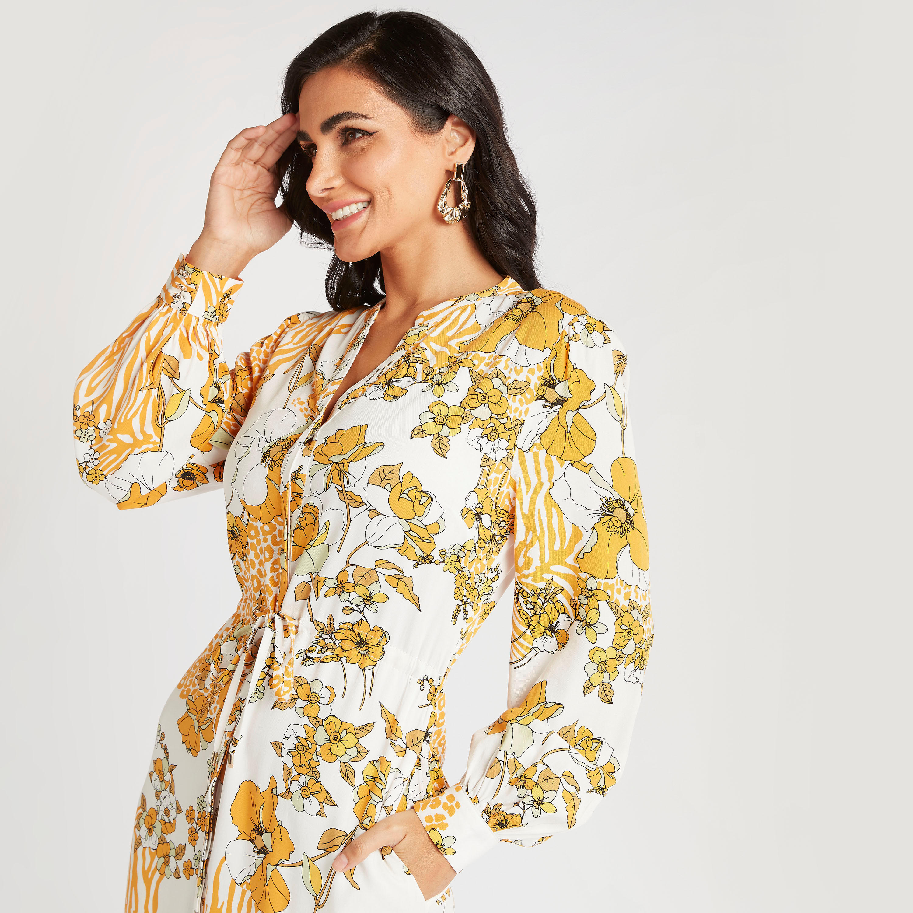 فستان طويل إيه لاين بطبعات أزهار وأربطة خصر من آيكونيك-women-clothing-dresses-image-5