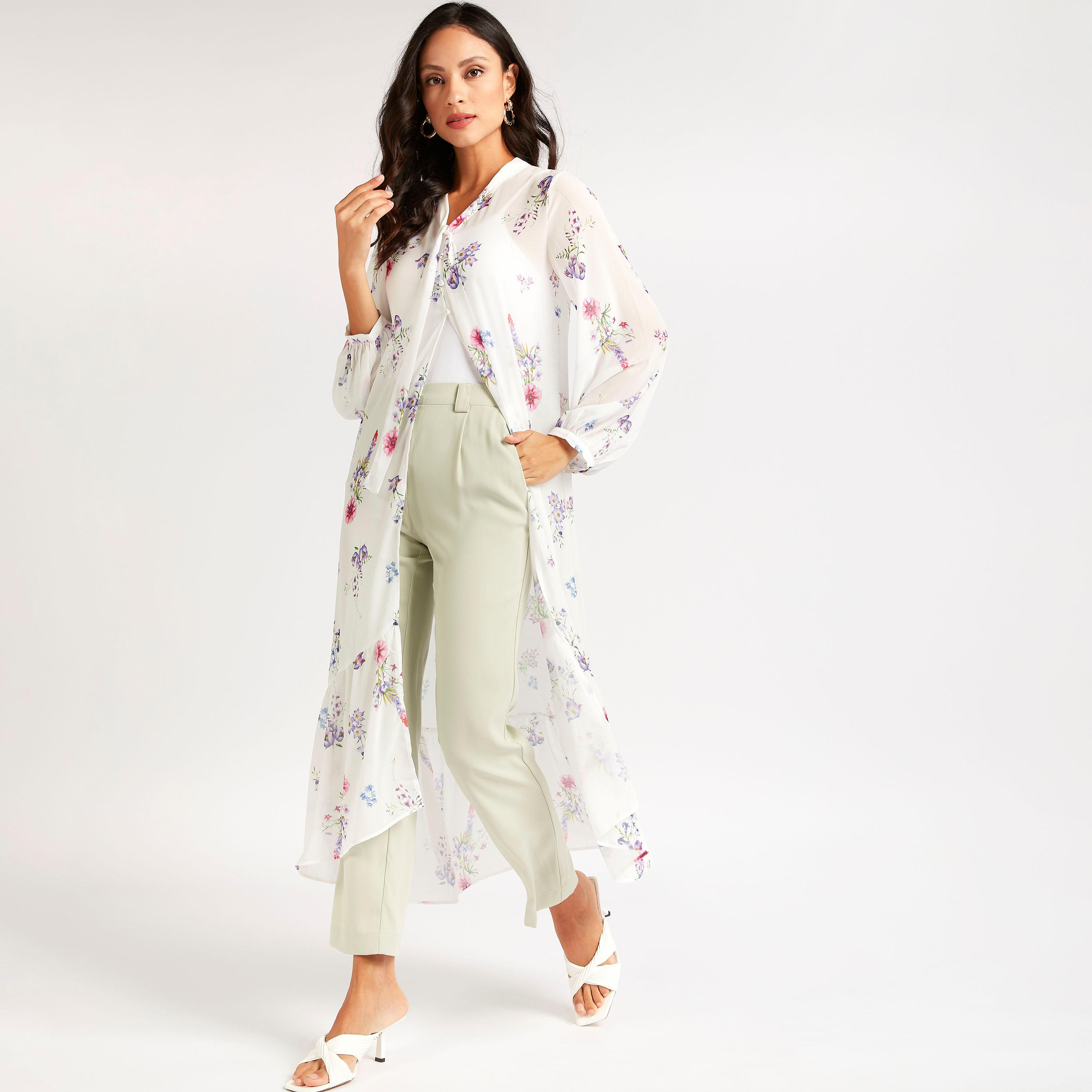 سترة طويلة بطبعات أزهار وربطة عنق من آيكونيك-women-winterwear-cardigansandjumpers-cardigans-image-2