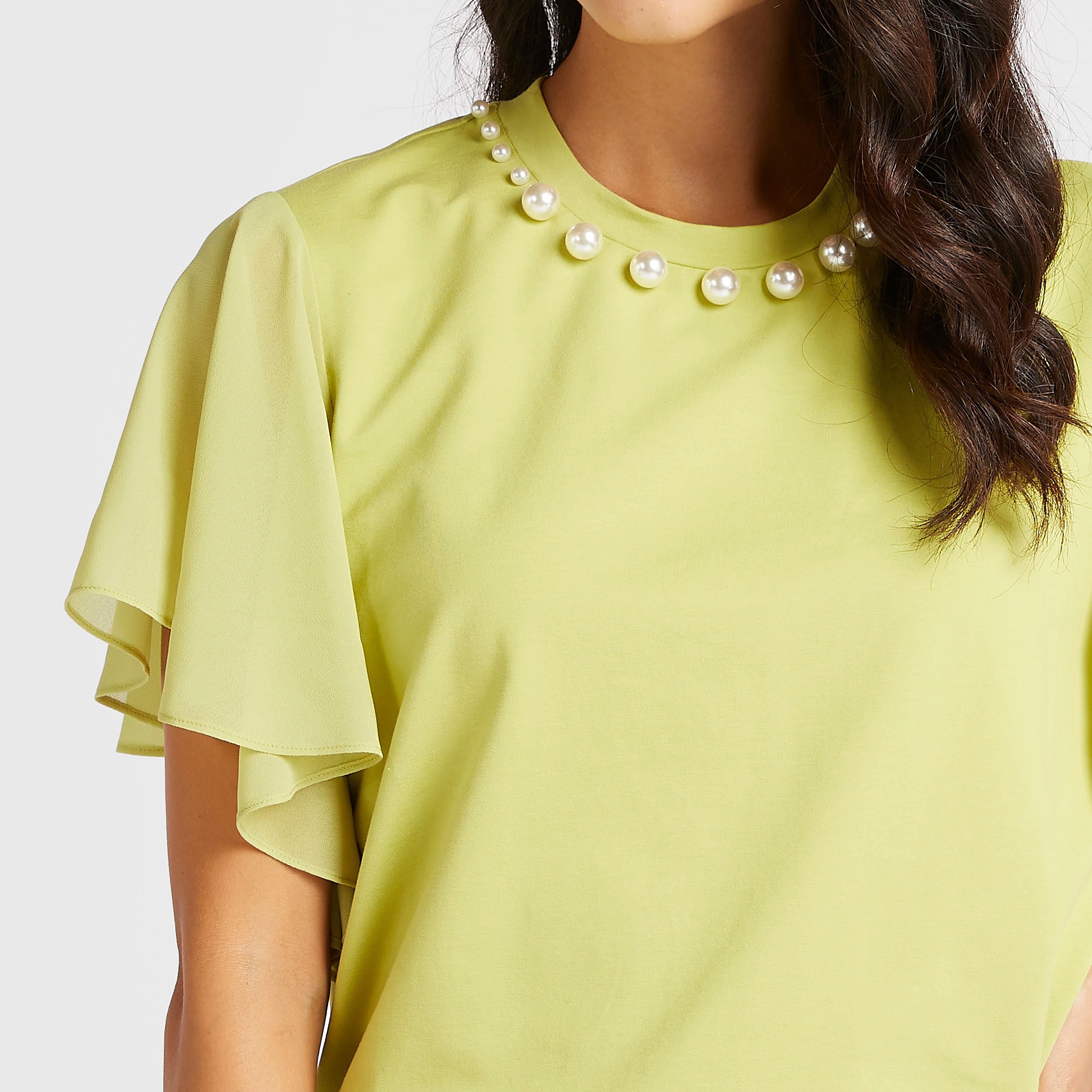 بلوزة مطرّزة بياقة ضيّقة وأكمام طويلة من أيكونيك-women-clothing-shirtsandblouses-blouses-image-3