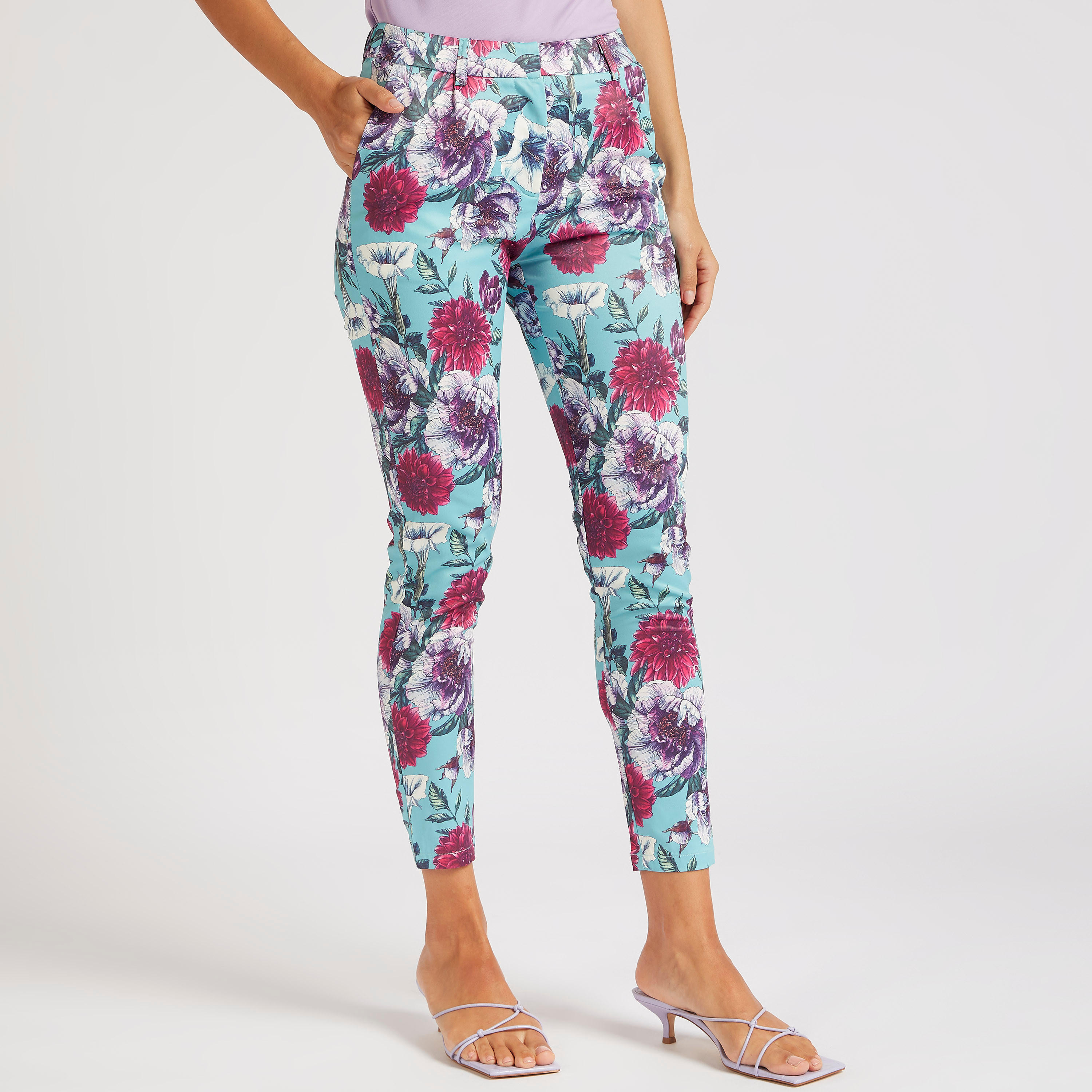 بنطلون بخصر نصف مطّاطي مرتفع وطبعات أزهار-women-clothing-bottoms-trousers-image-1