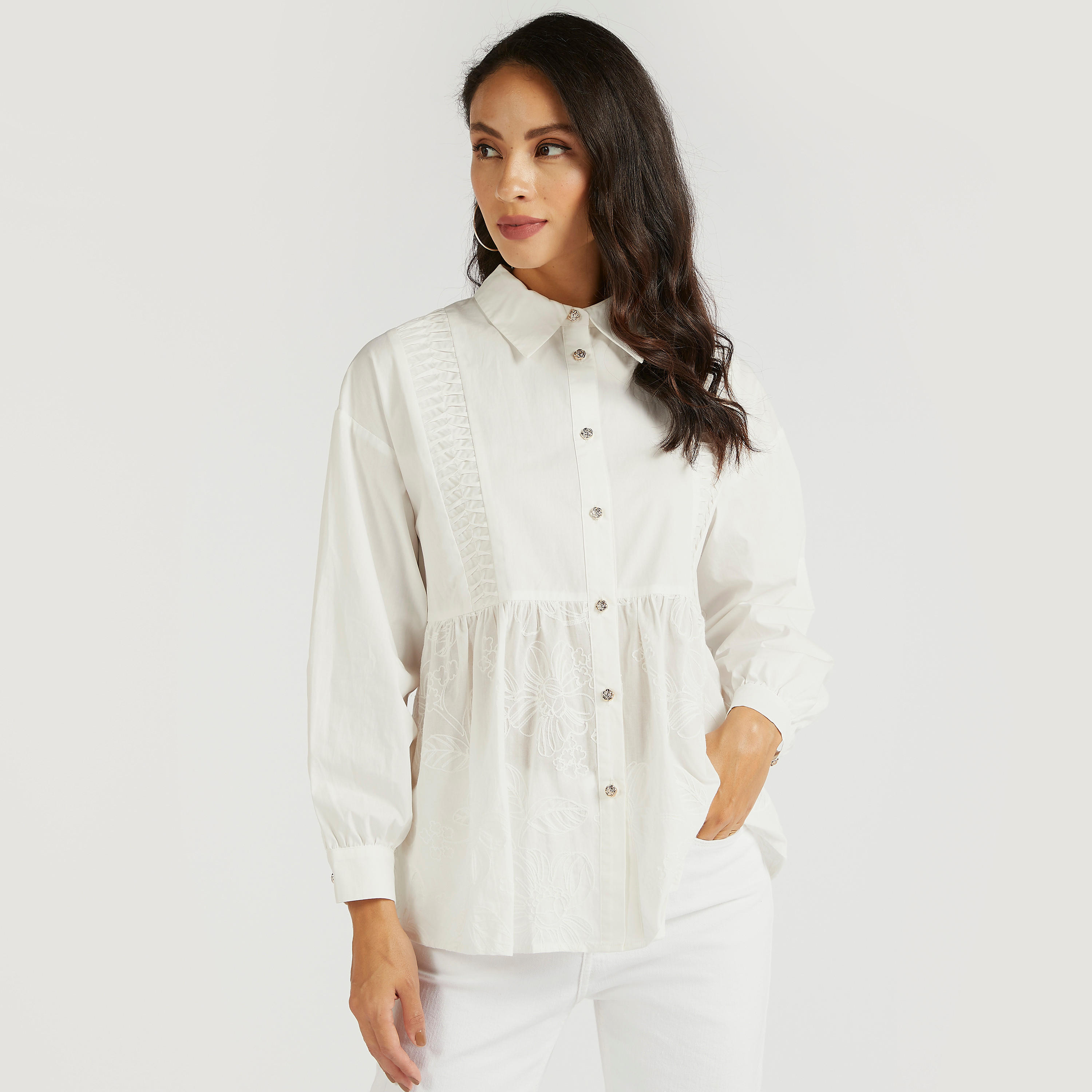 قميص مطرّز بأكمام طويلة من آيكونيك-women-clothing-shirtsandblouses-shirts-image-4