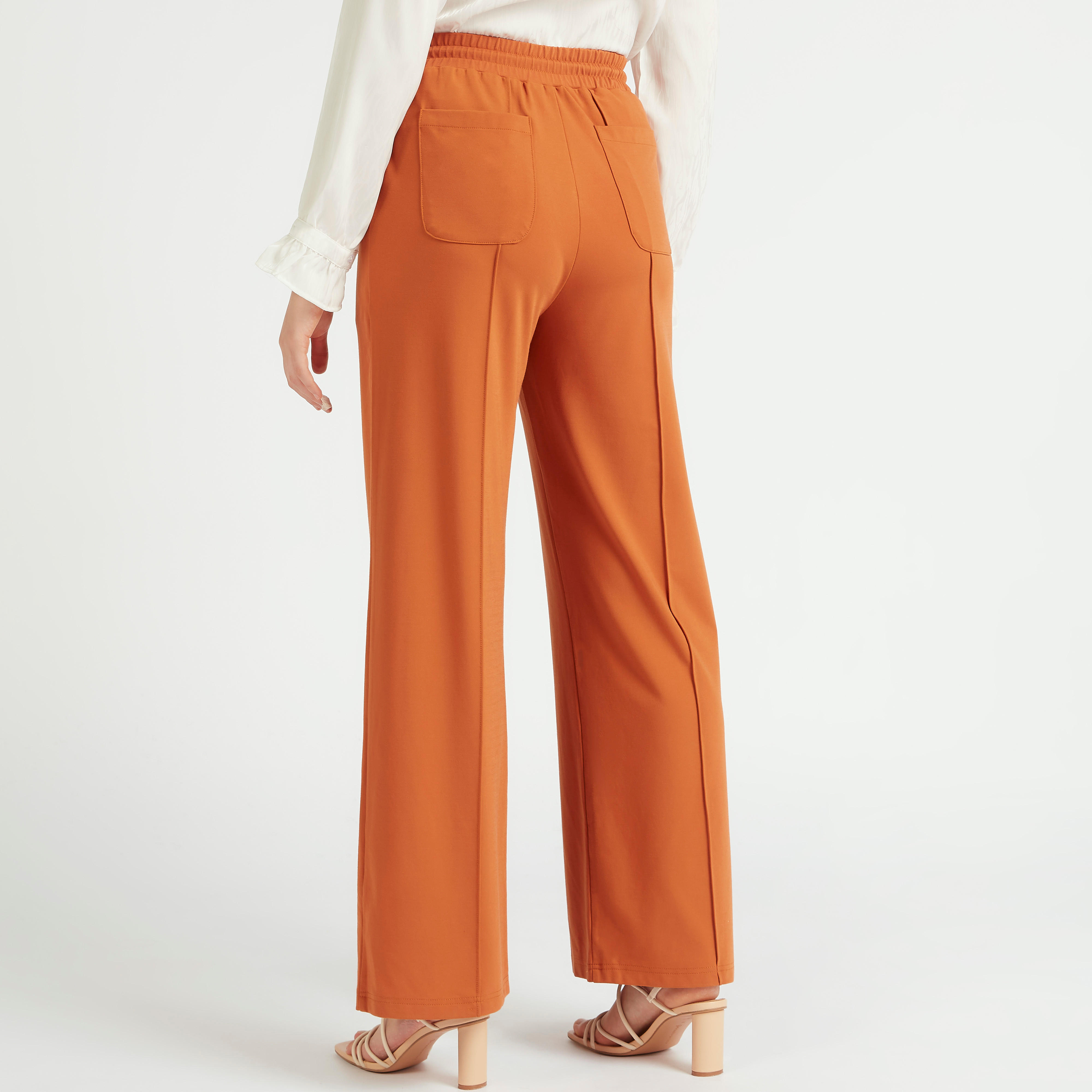 Iconic Solid Mid-Rise Pants with Drawstring Closure and Pockets-women-clothing-bottoms-trousers-image-4