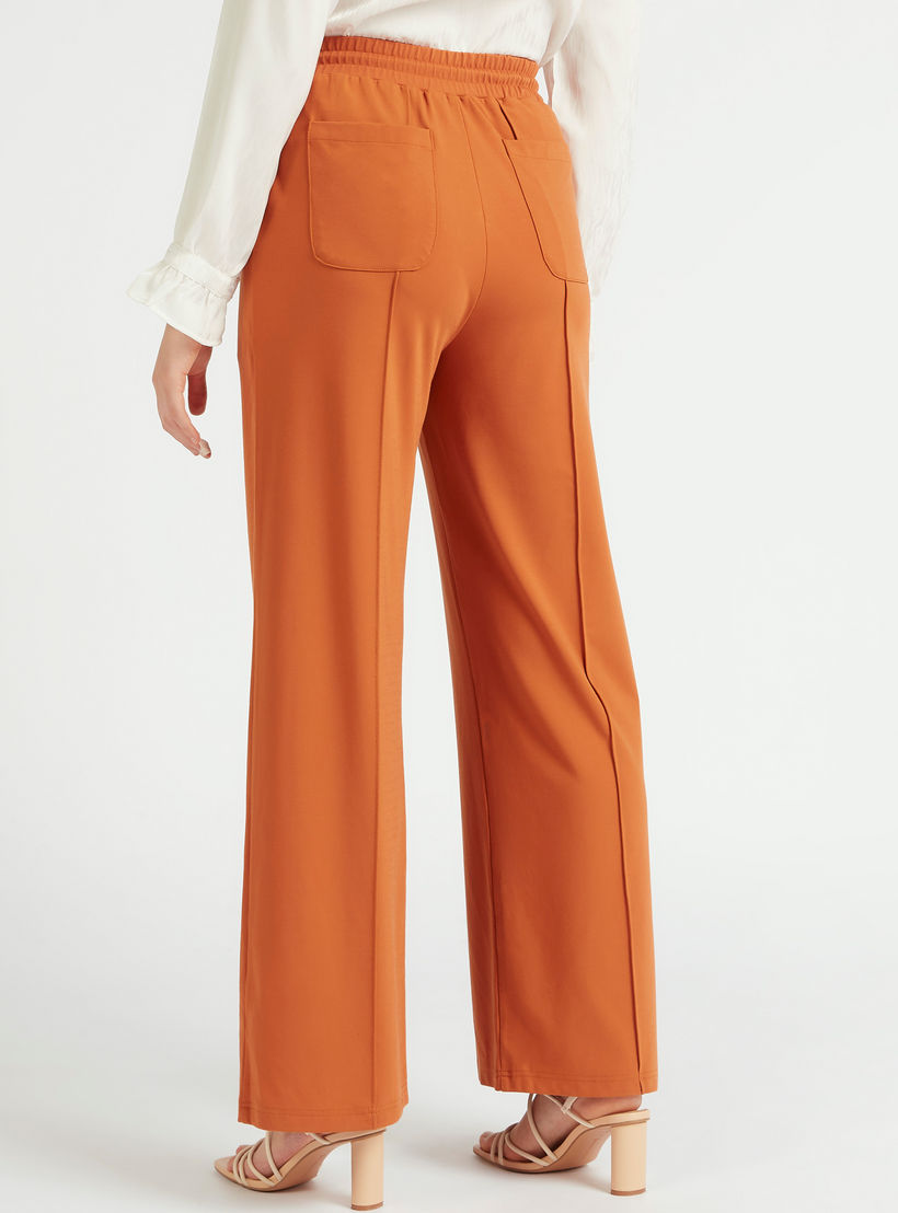 Iconic Solid Mid-Rise Pants with Drawstring Closure and Pockets-women-clothing-bottoms-trousers-image-4