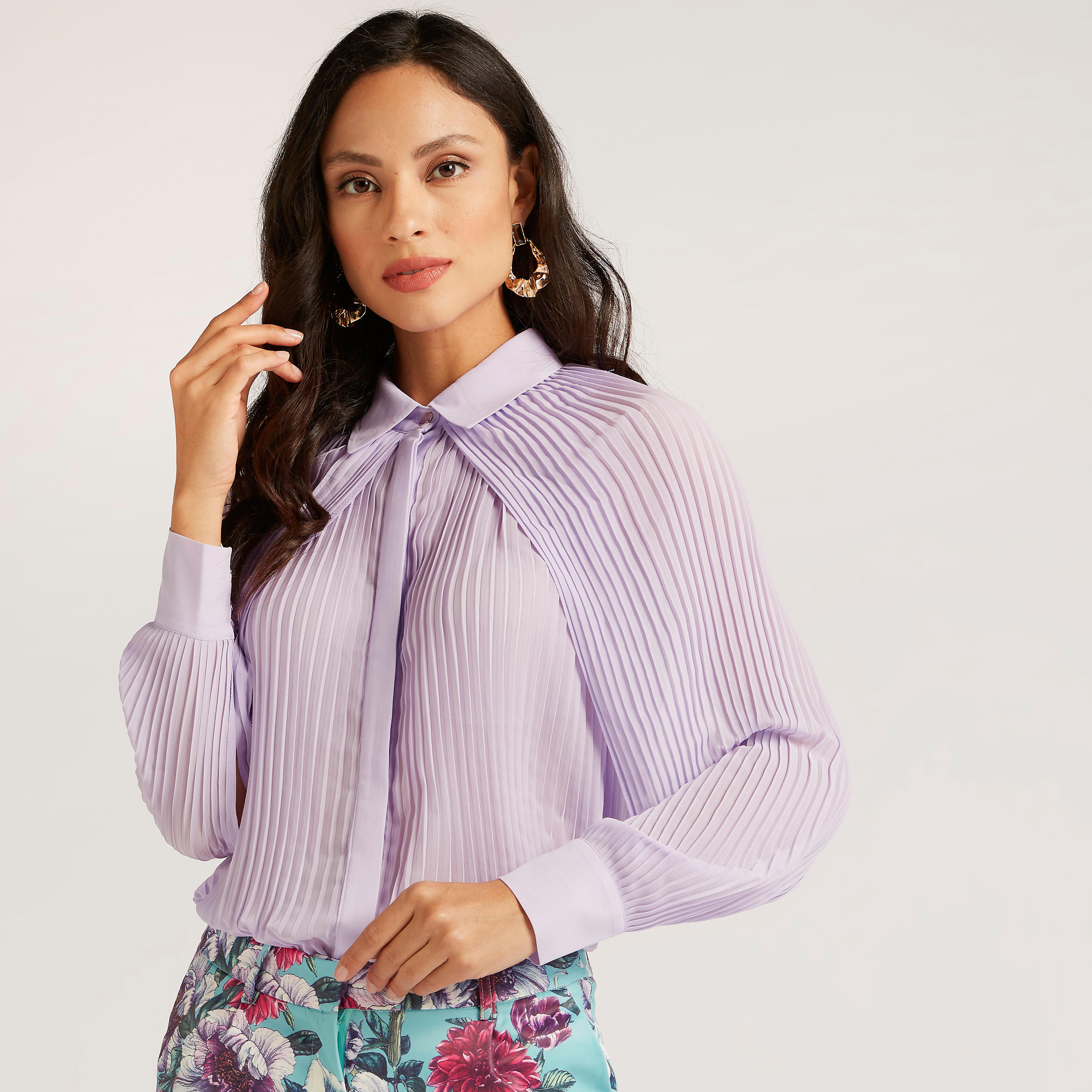 قميص بكُسرات وأكمام طويلة من آيكونيك-women-clothing-shirtsandblouses-shirts-image-5
