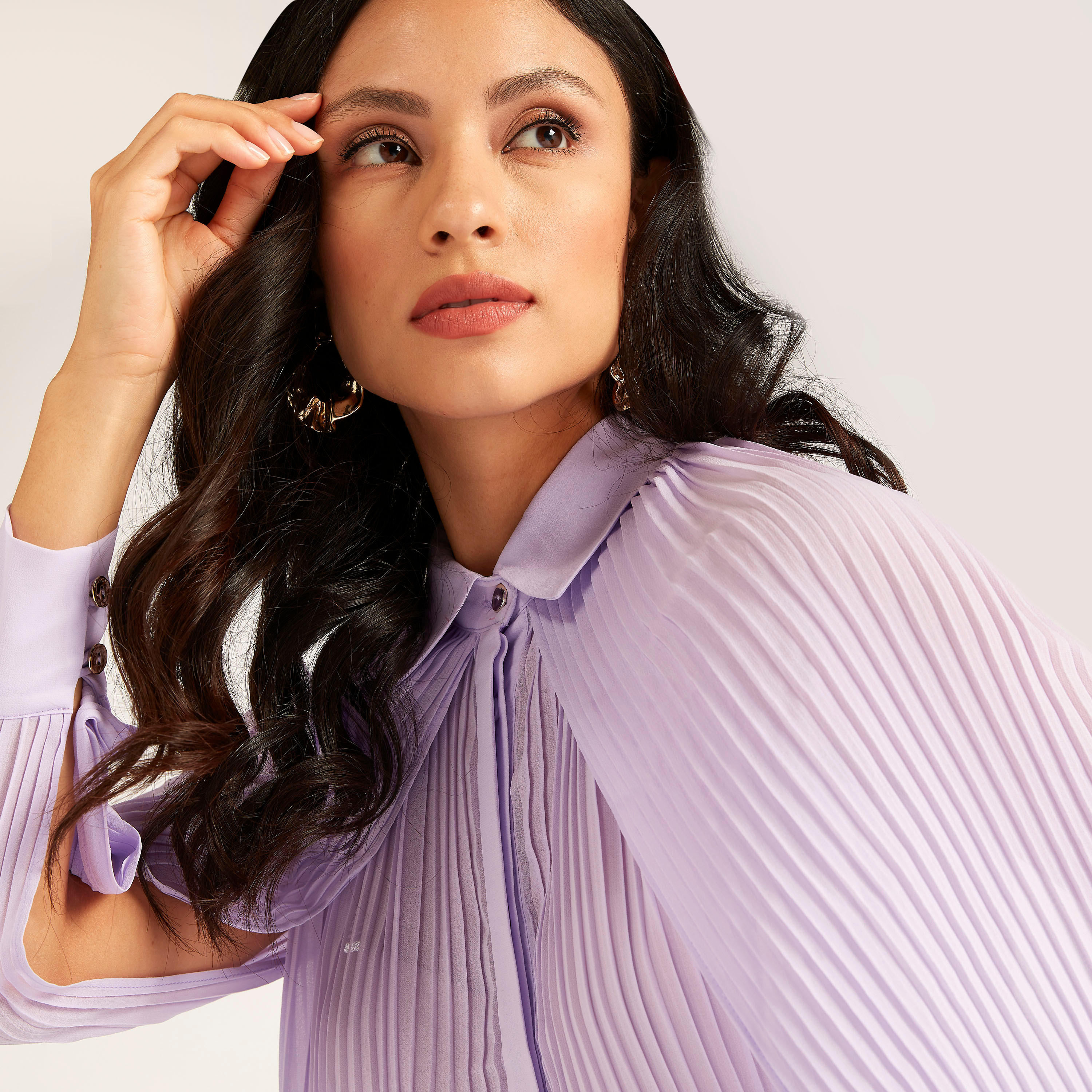 قميص بكُسرات وأكمام طويلة من آيكونيك-women-clothing-shirtsandblouses-shirts-image-6