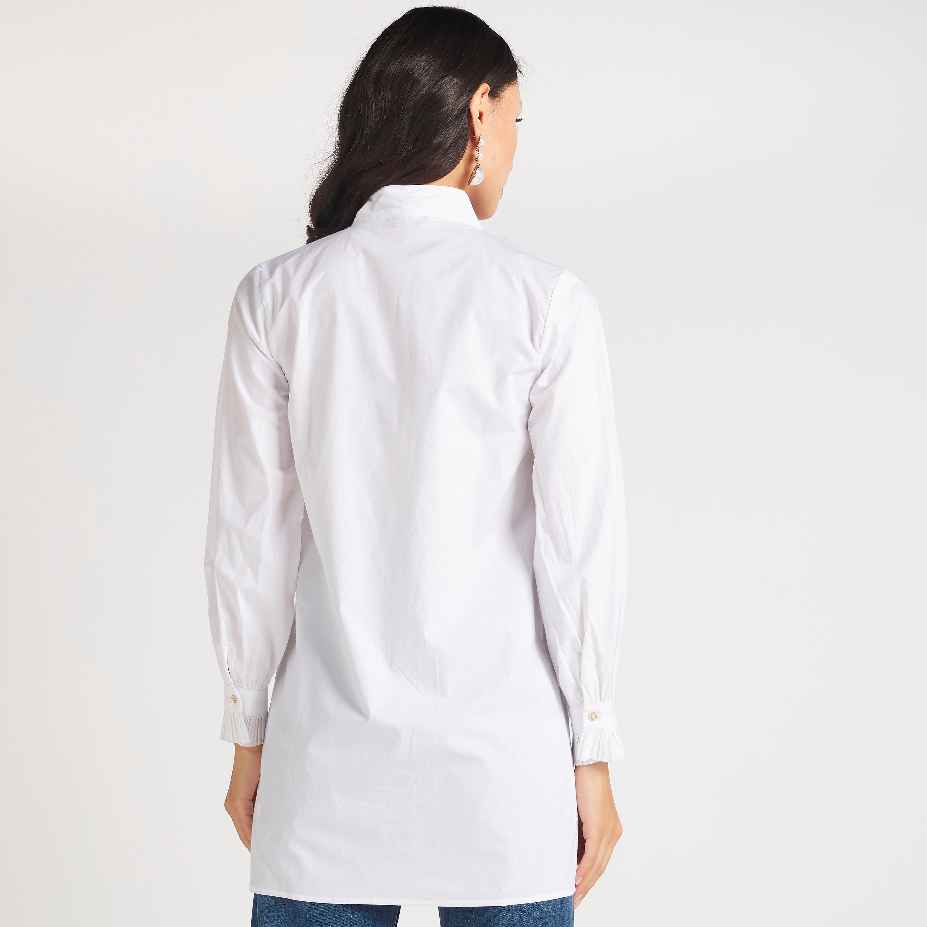 قميص سادة بكُسرات وربطة عنق من آيكونيك-women-clothing-shirtsandblouses-shirts-image-4