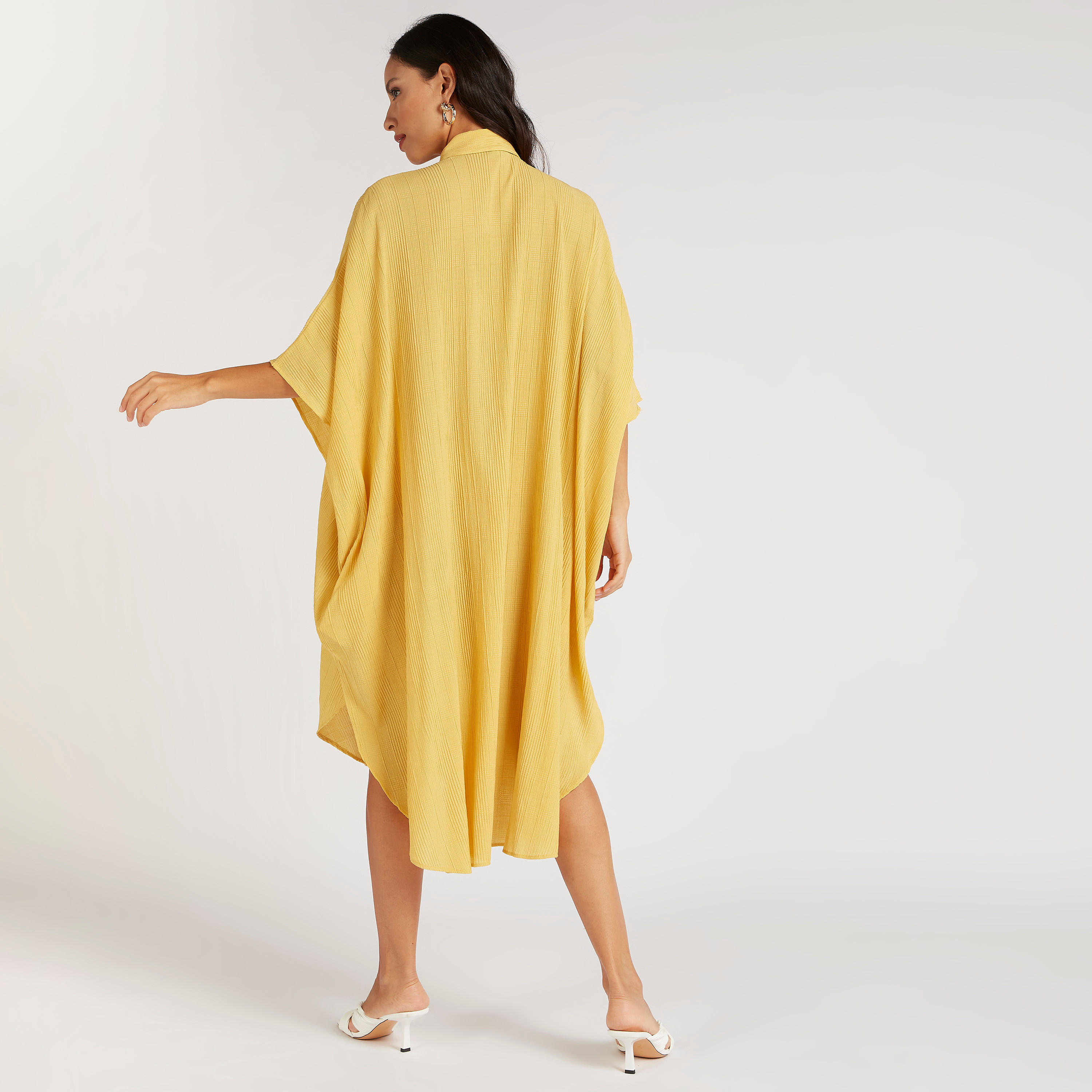 فستان قميص قفطان ميدي بارز الملمس بأطراف غير مستوية من آيكونيك-women-clothing-dresses-image-4