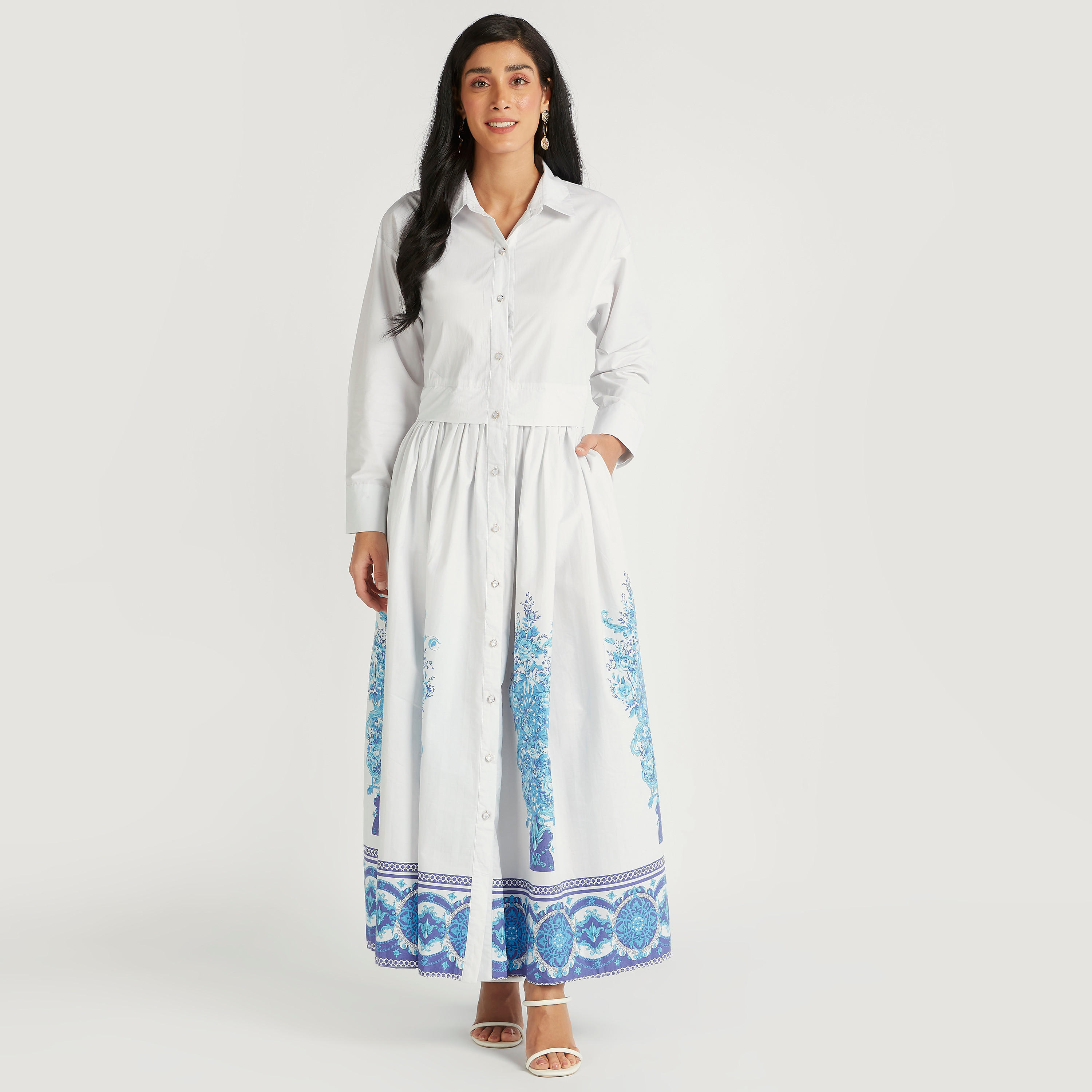 فستان قميص طويل بطبعات وجيوب وفتحة جانبيّة من آيكونيك-women-clothing-dresses-image-2