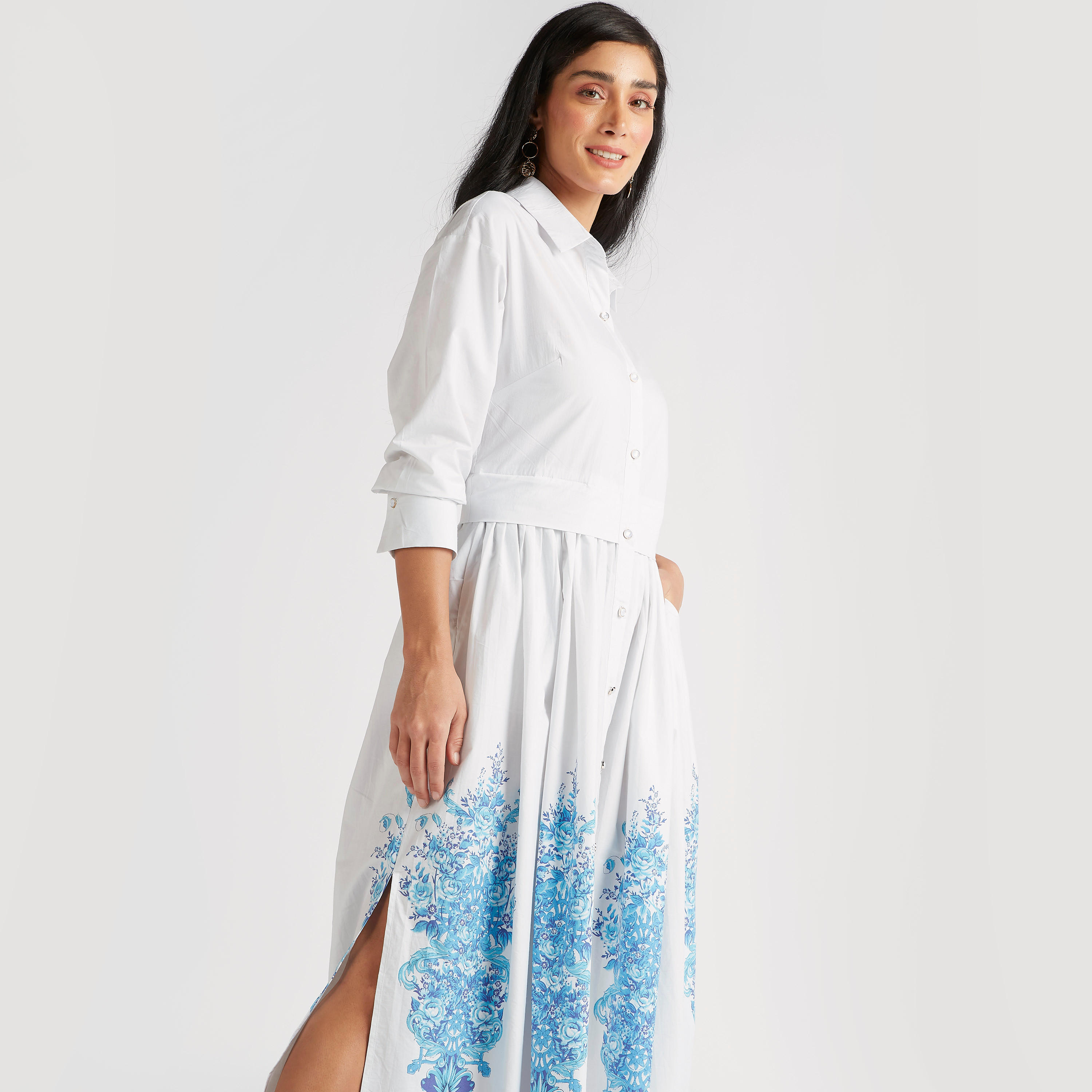 فستان قميص طويل بطبعات وجيوب وفتحة جانبيّة من آيكونيك-women-clothing-dresses-image-6