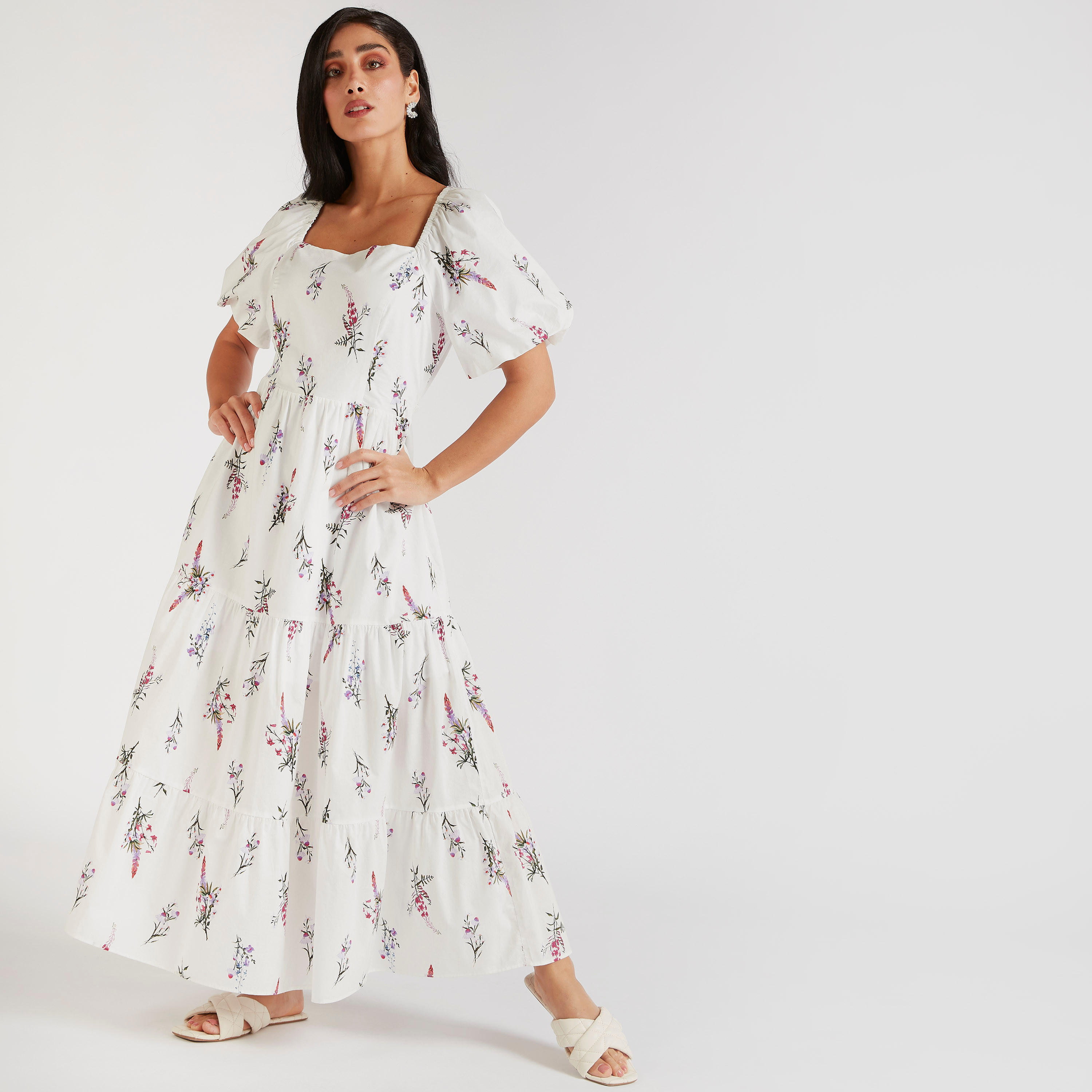 فستان طويل إيه لاين برباط خلفي وطبعات زهرية من آيكونك-women-clothing-dresses-image-1