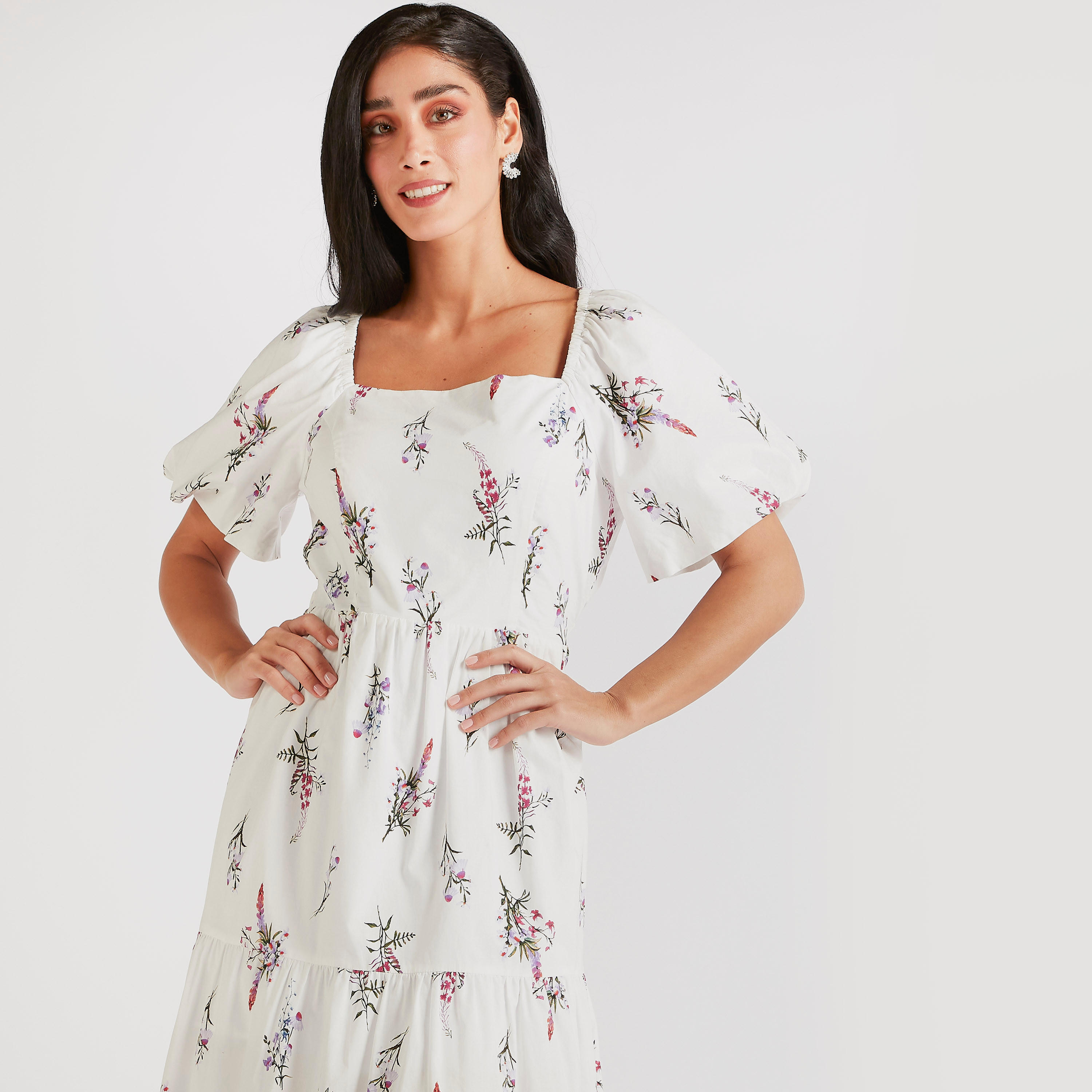 فستان طويل إيه لاين برباط خلفي وطبعات زهرية من آيكونك-women-clothing-dresses-image-2