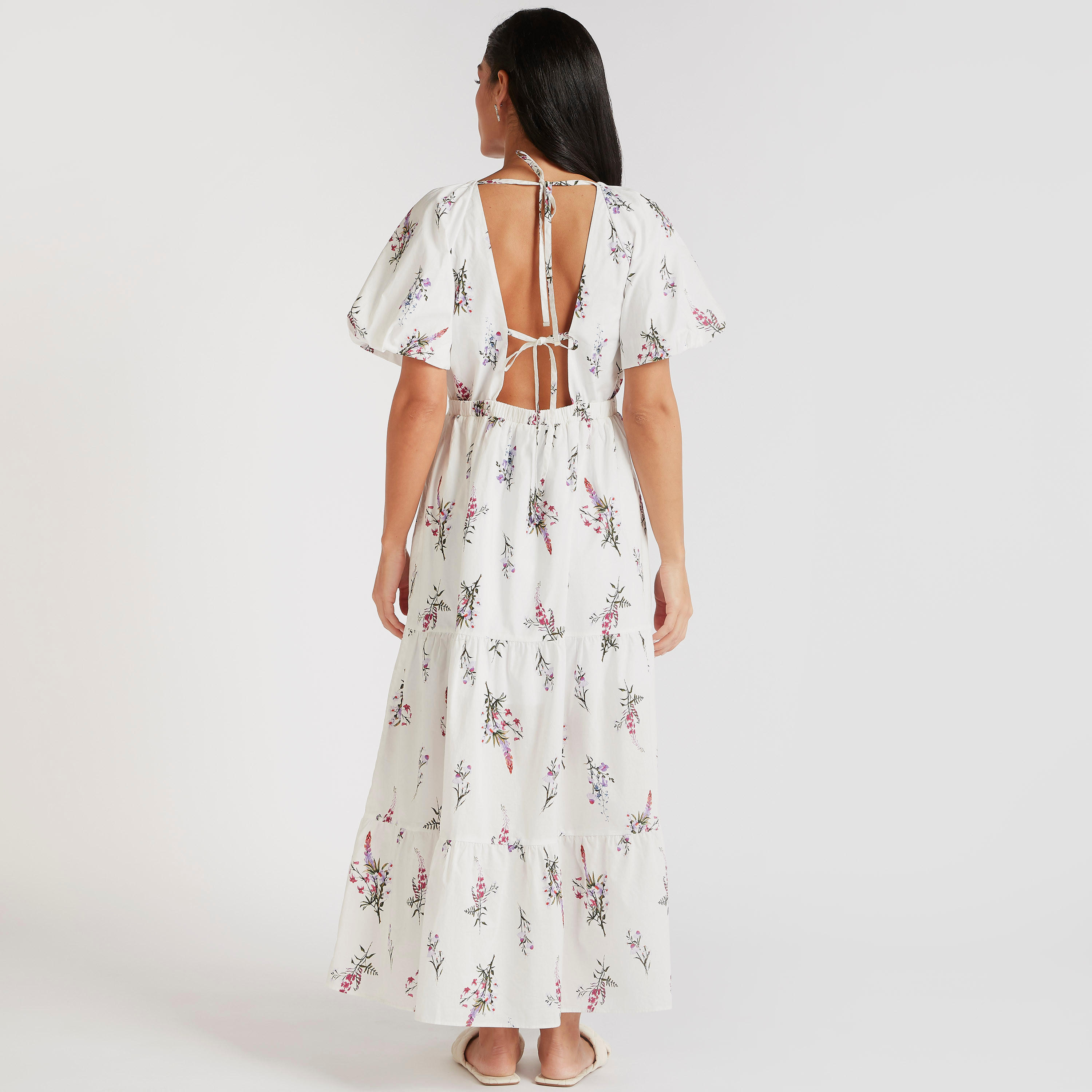 فستان طويل إيه لاين برباط خلفي وطبعات زهرية من آيكونك-women-clothing-dresses-image-4