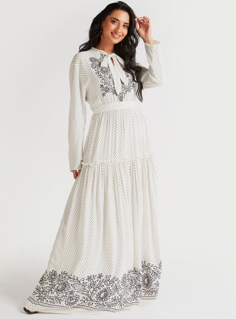فستان طويل بتطريز زهري وطبعات من آيكونيك-women-clothing-dresses-image-2