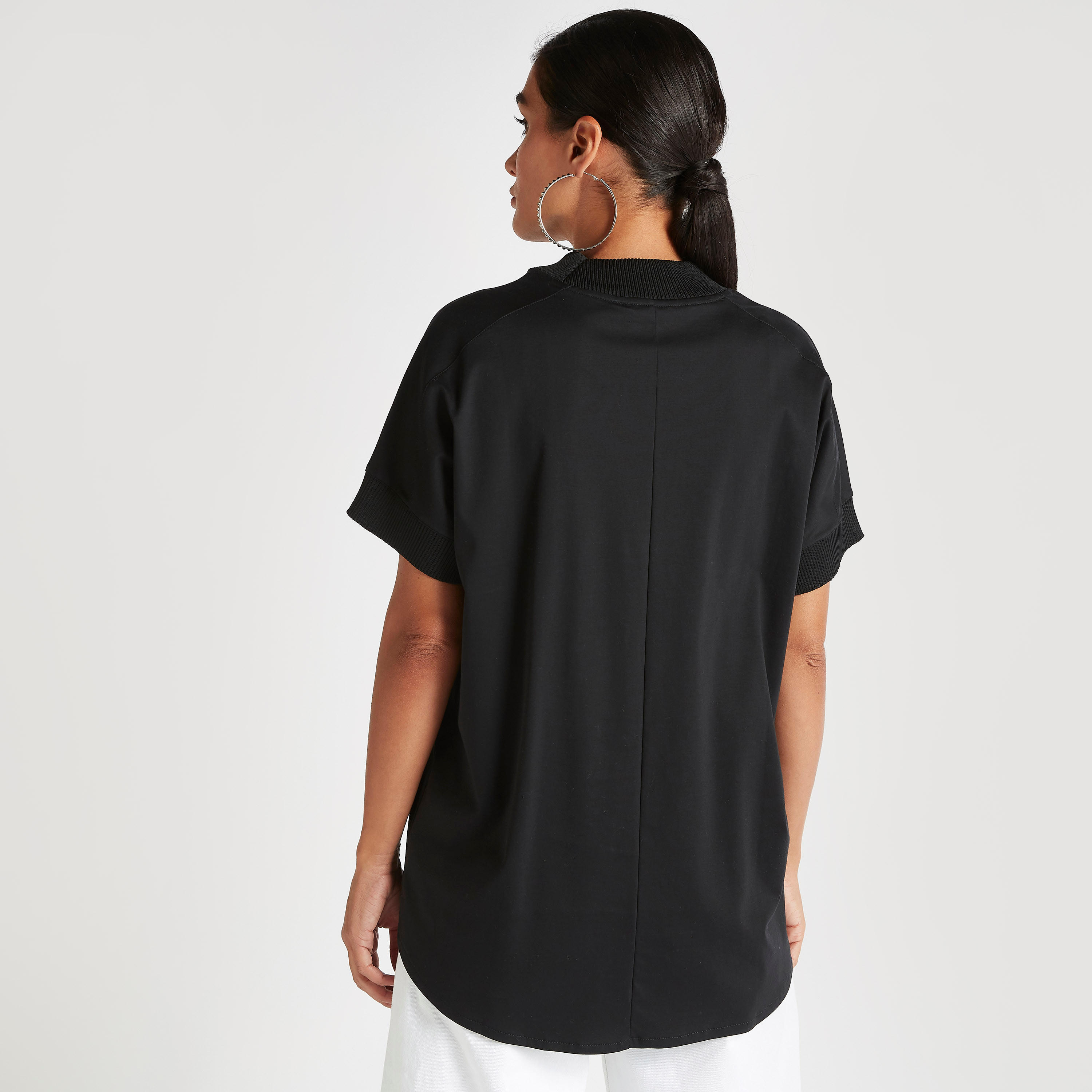 Iconic Text Print Crew Neck T-shirt with Short Sleeves-women-clothing-tshirts-image-4