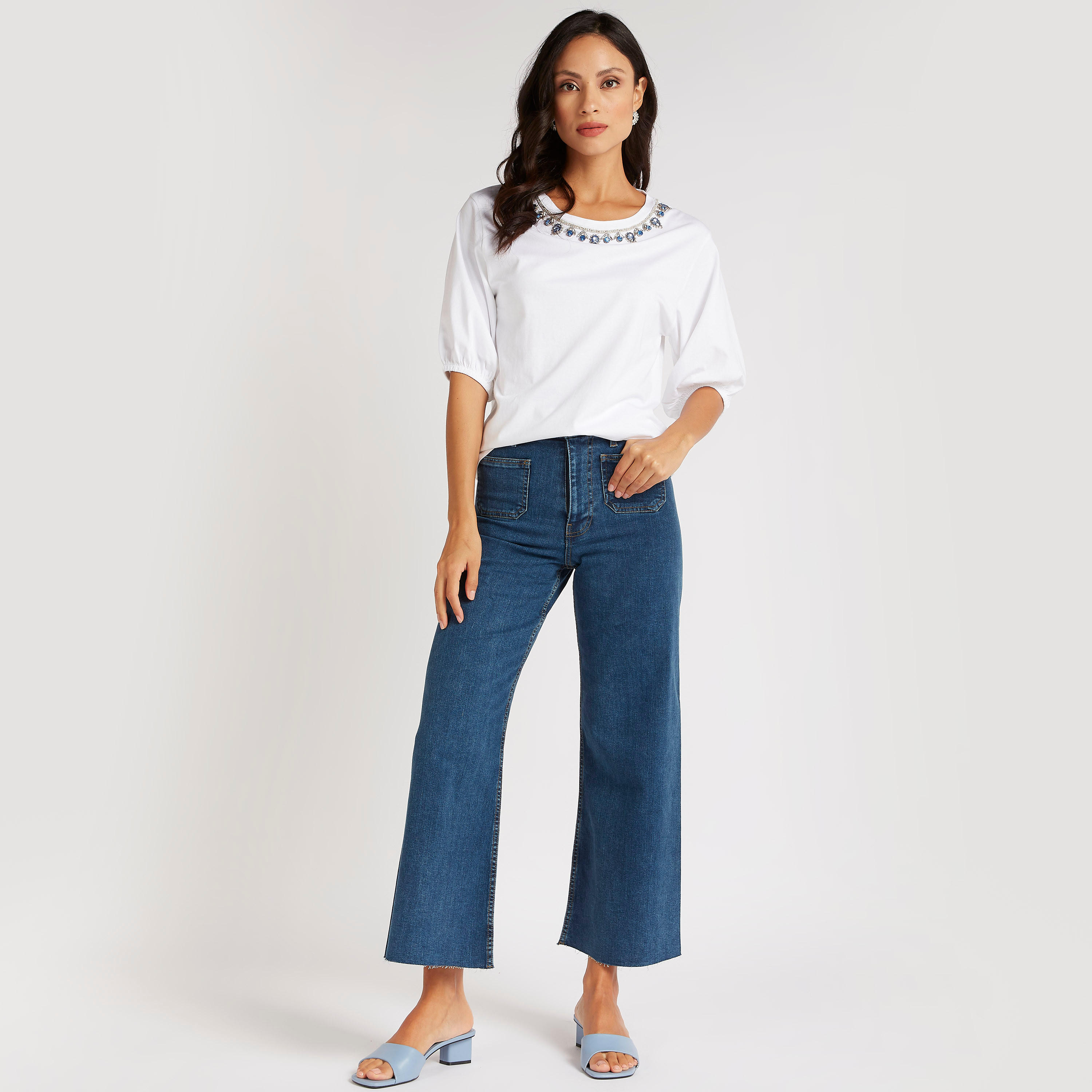 بنطلون جينز دنيم واسع الساقين بجيوب وخصر مرتفع-women-clothing-bottoms-jeans-image-3