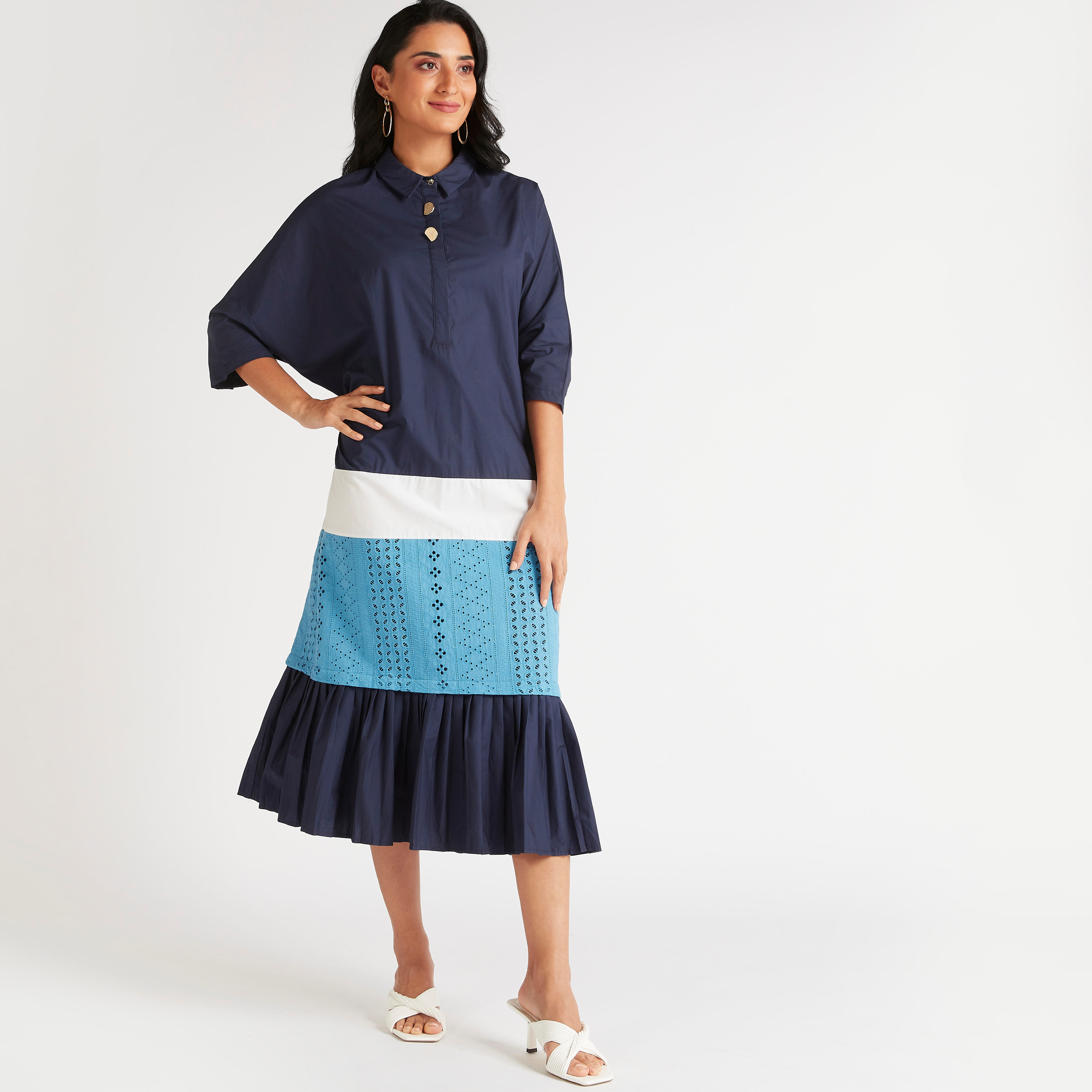 فستان كتل ألوان بياقة عادية وتطريز-women-clothing-dresses-image-2