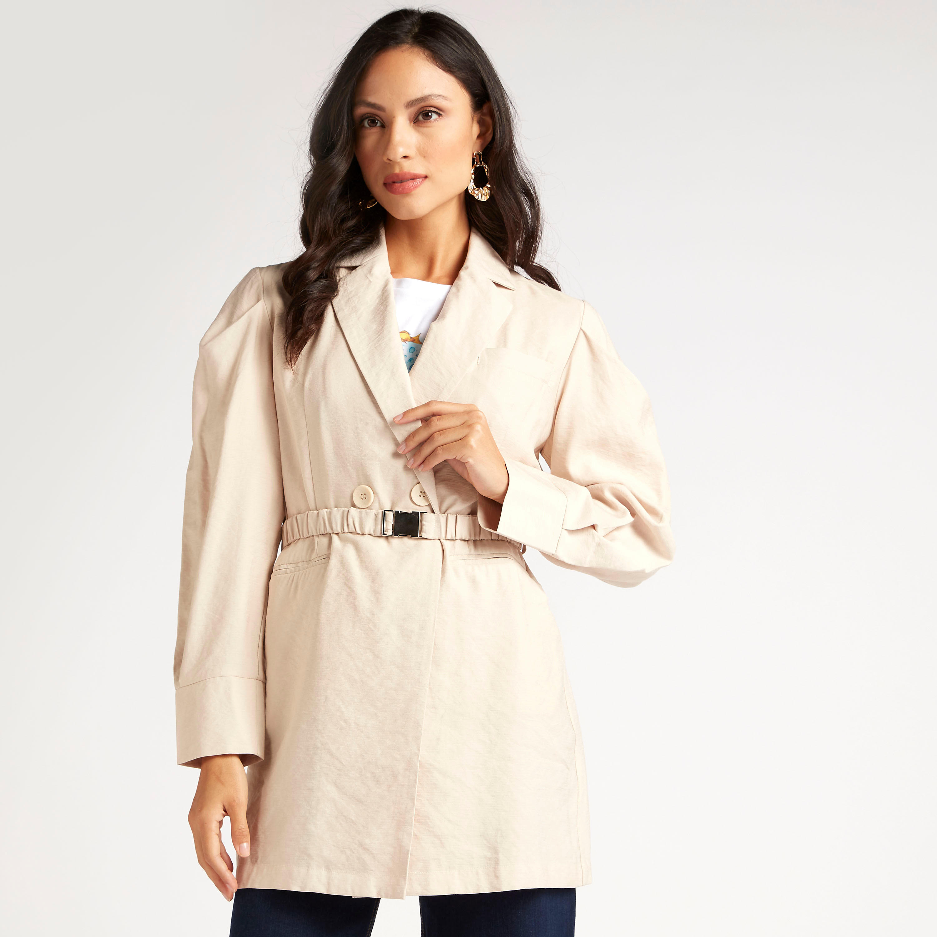 Iconic Solid Longline Coat with Notch Lapel and Belt-women-clothing-coatsandjackets-coats-image-1
