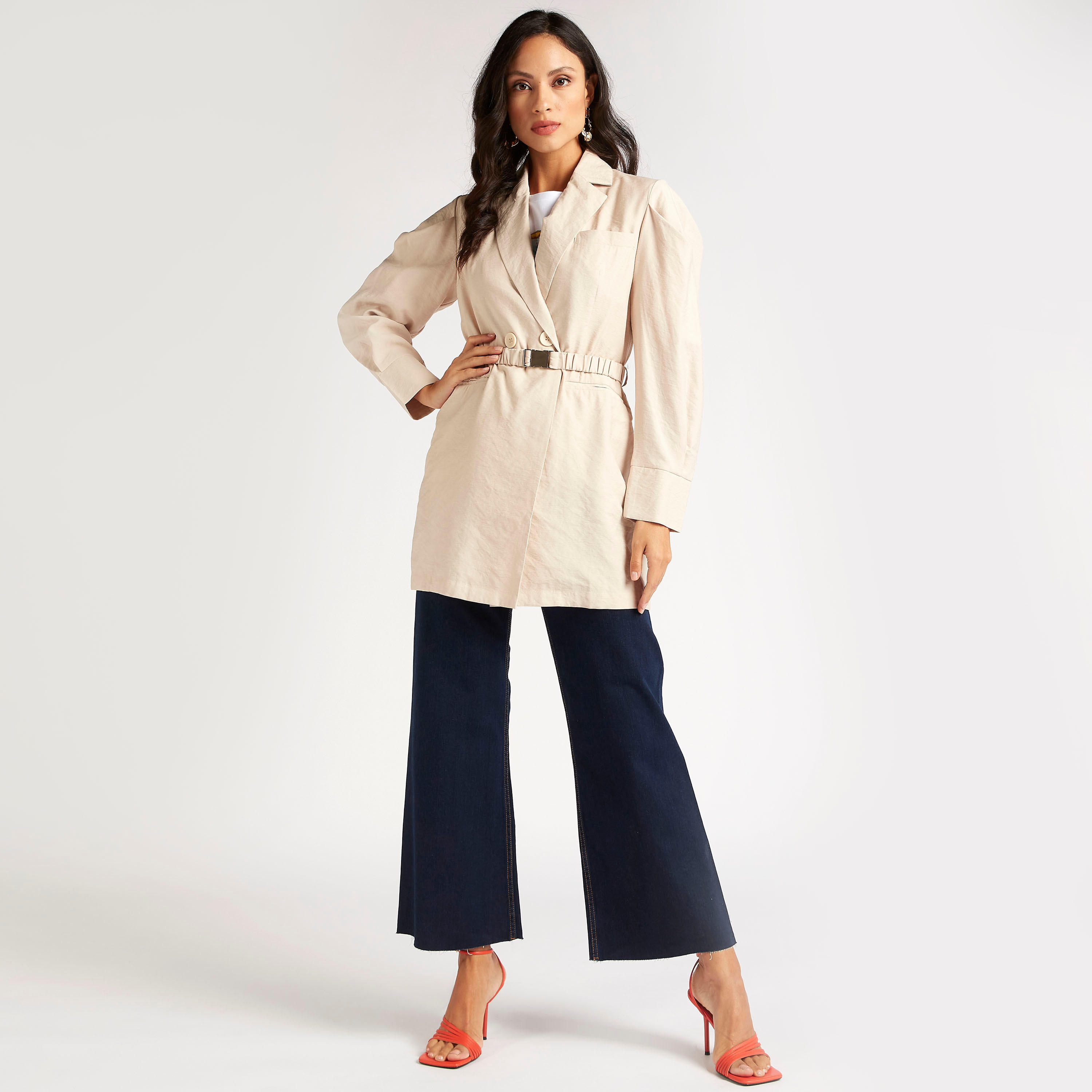 Iconic Solid Longline Coat with Notch Lapel and Belt-women-clothing-coatsandjackets-coats-image-2
