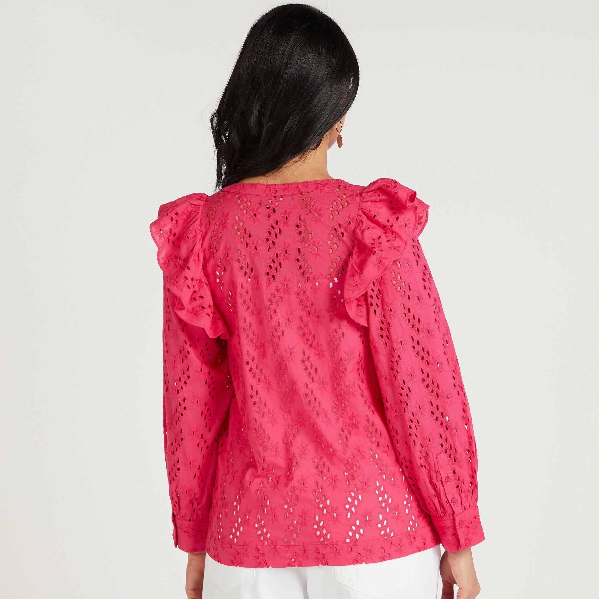 توب مطرز بياقة ماندارين وتفاصيل كشكش من آيكونيك-women-clothing-shirtsandblouses-blouses-image-2