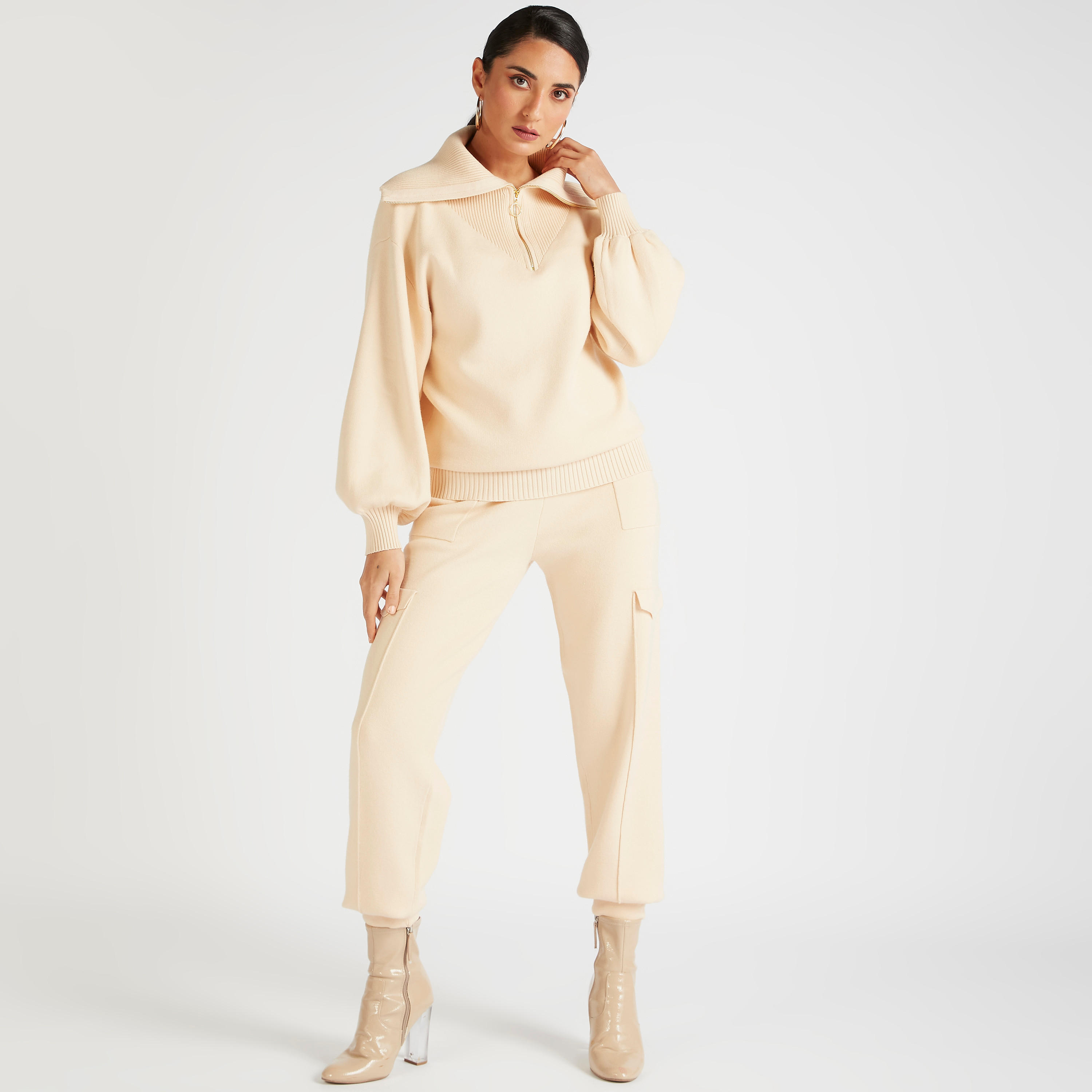 Iconic Slim Fit Solid Cargo Joggers with Drawstring Closure-women-clothing-bottoms-joggers-image-2