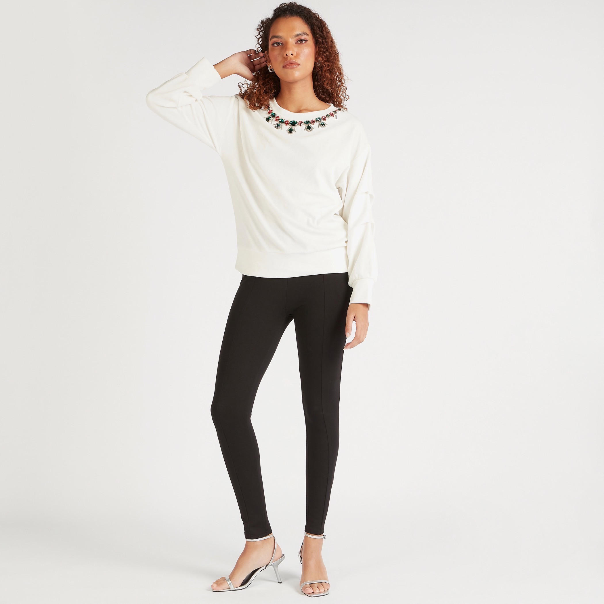Iconic Embellished Round Neck Sweatshirt with Long Sleeves-women-winterwear-hoodiesandsweatshirts-sweatshirts-image-2