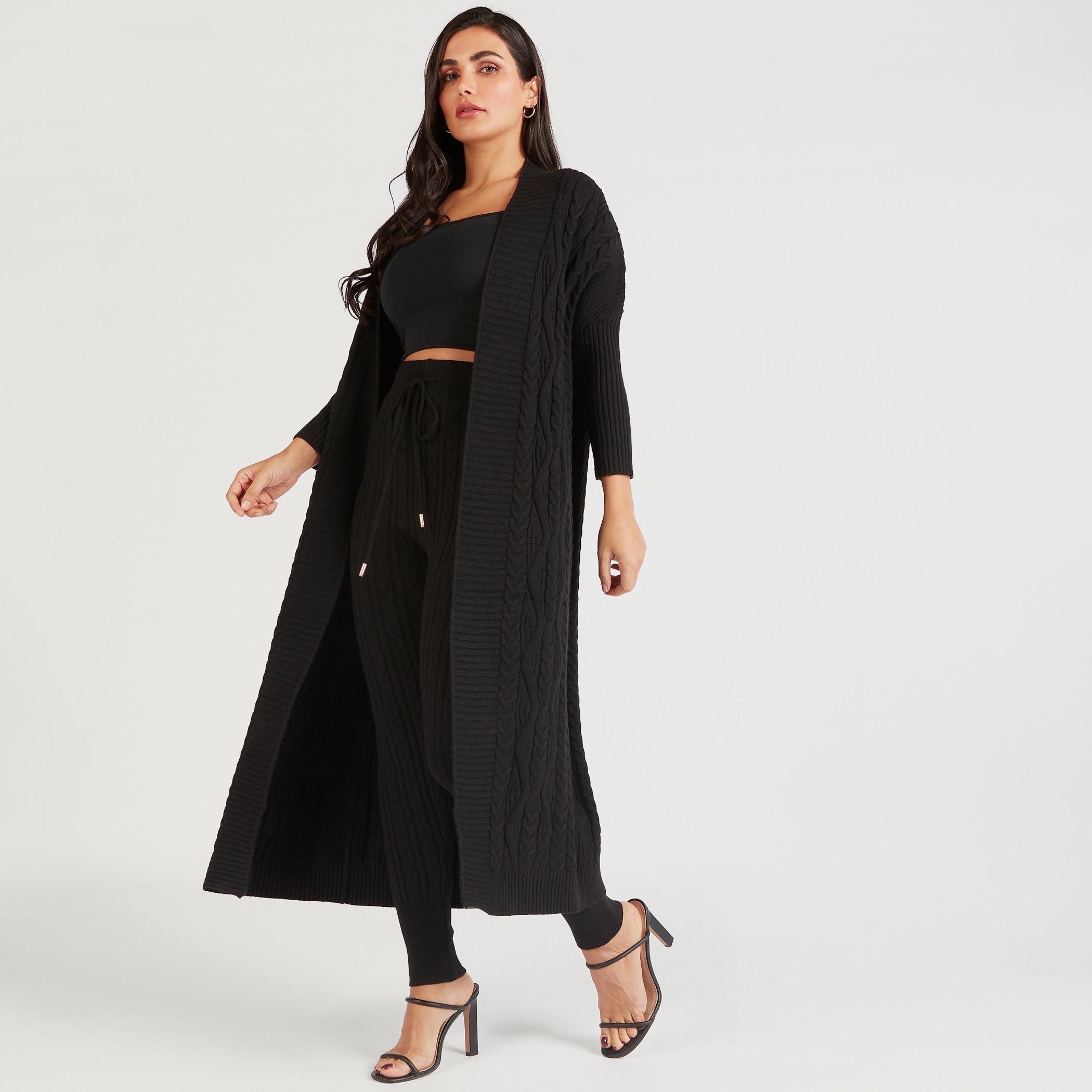 Iconic Textured Open Front Cardigan with Long Sleeves-women-winterwear-cardigansandjumpers-cardigans-image-1