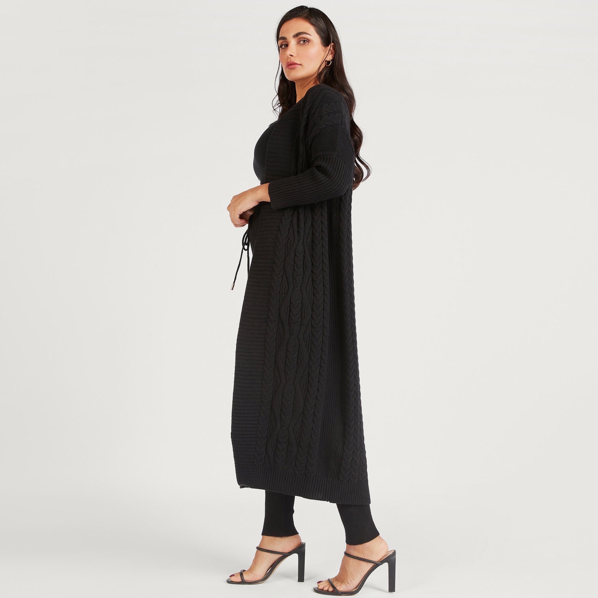 Iconic Textured Open Front Cardigan with Long Sleeves-women-winterwear-cardigansandjumpers-cardigans-image-2